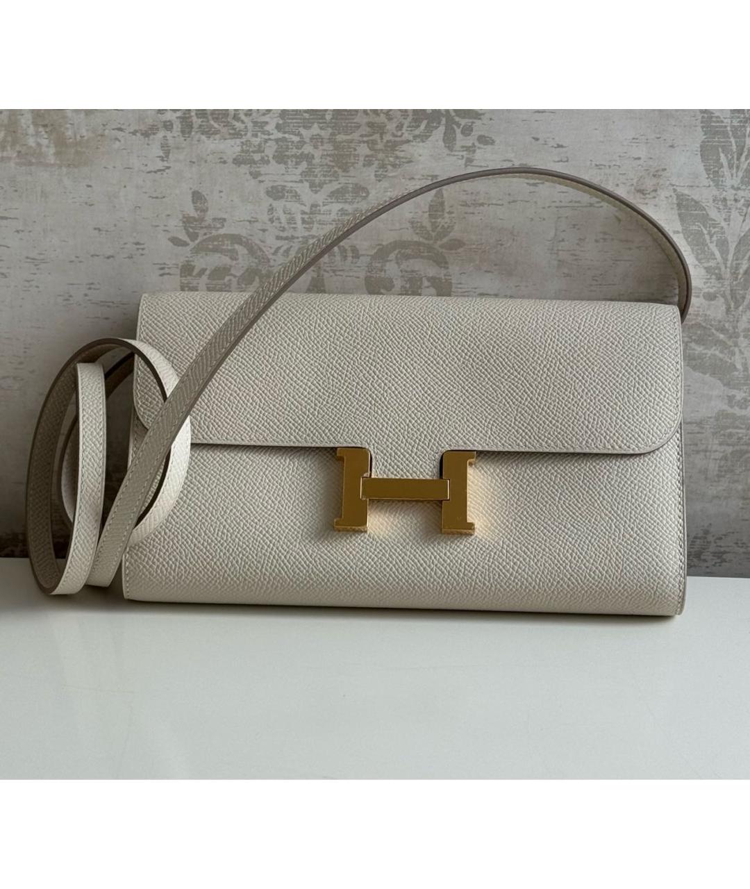 HERMES Белая кожаная сумка через плечо, фото 9