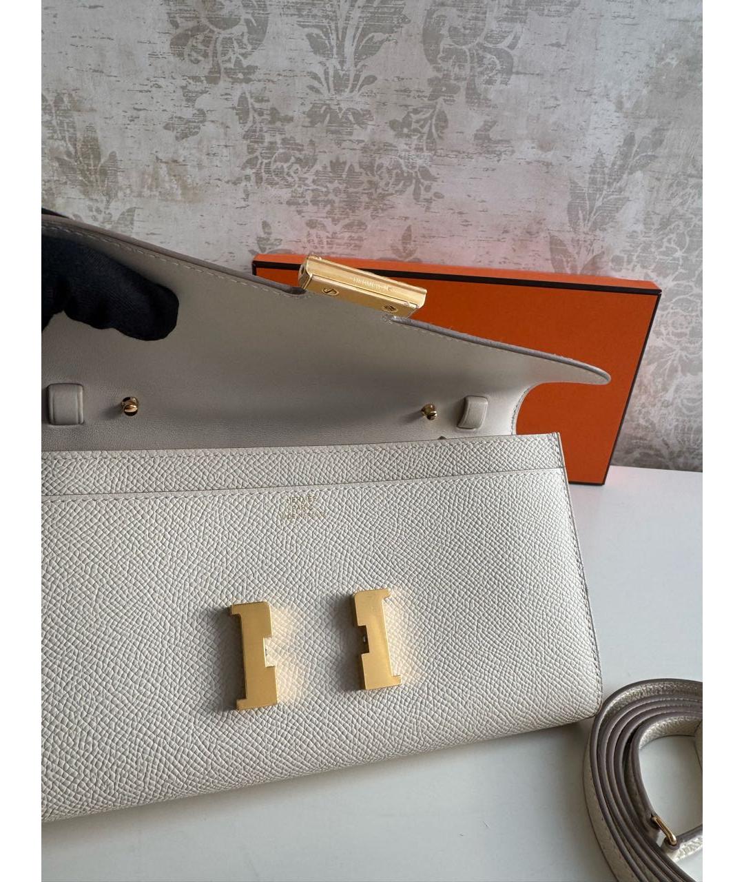 HERMES Белая кожаная сумка через плечо, фото 5