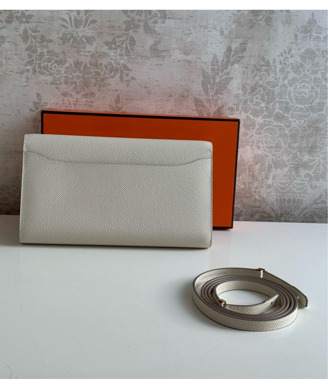 HERMES Белая кожаная сумка через плечо, фото 3