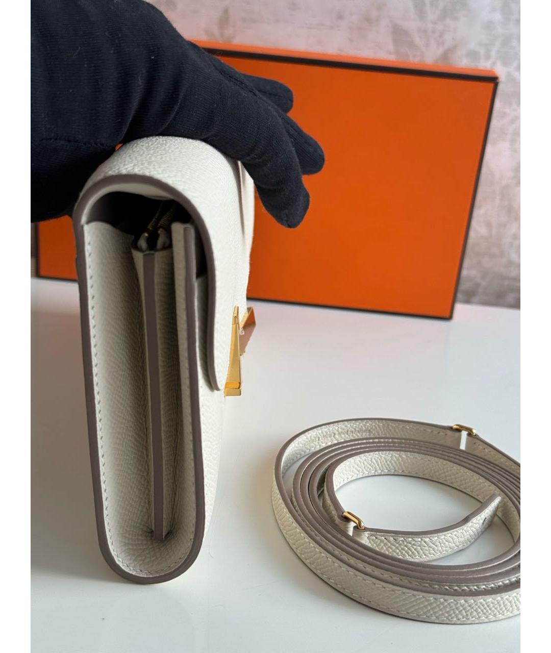 HERMES Белая кожаная сумка через плечо, фото 4