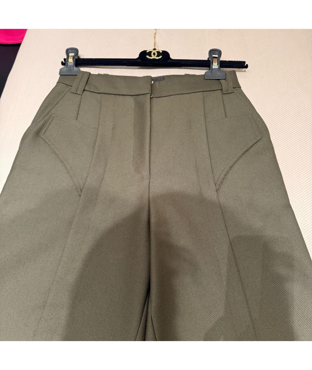 BARBARA BUI Хаки шерстяные брюки широкие, фото 3