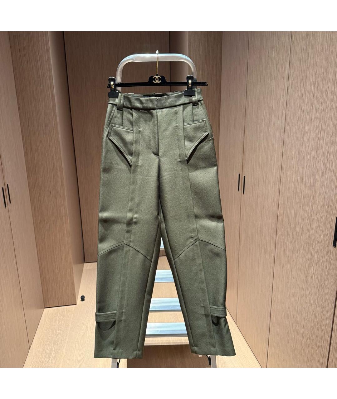 BARBARA BUI Хаки шерстяные брюки широкие, фото 8