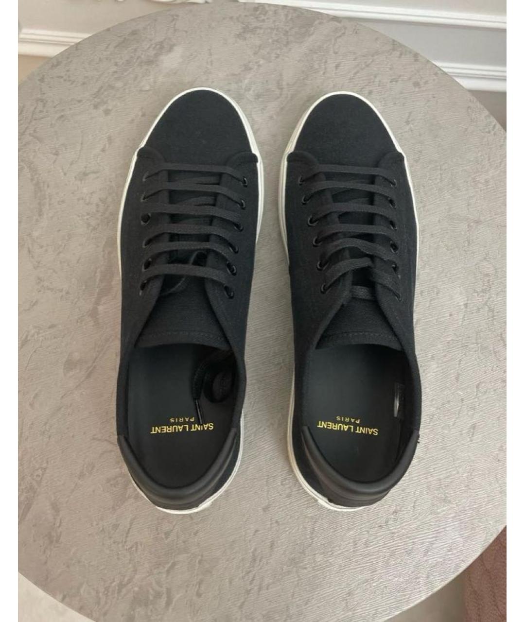 SAINT LAURENT Черные текстильные низкие кроссовки / кеды, фото 3