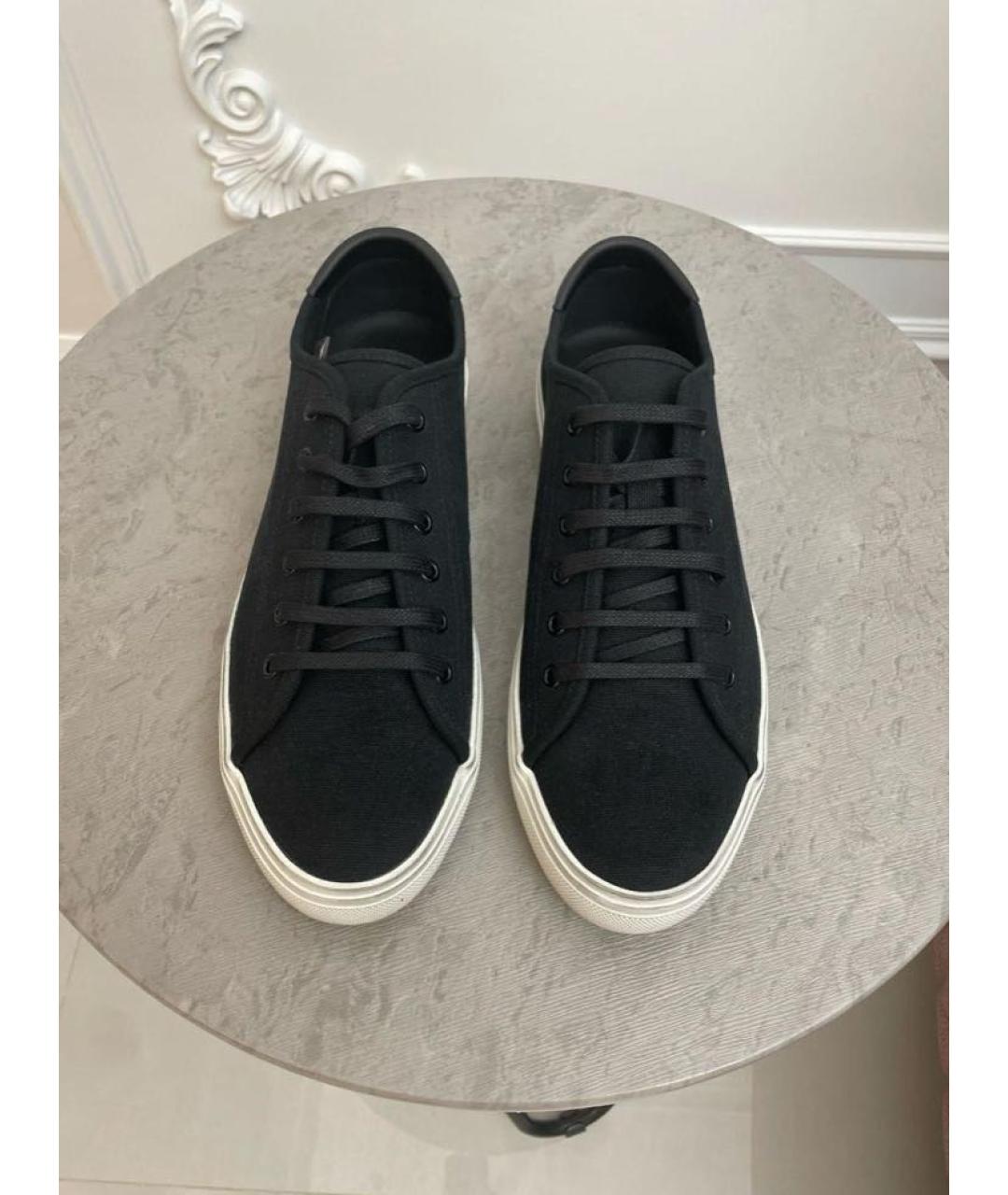 SAINT LAURENT Черные текстильные низкие кроссовки / кеды, фото 2