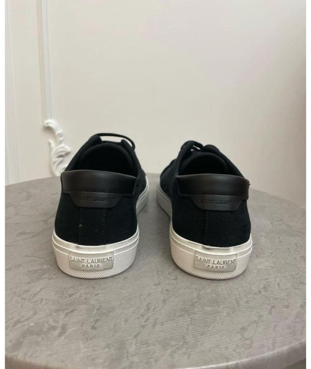 SAINT LAURENT Черные текстильные низкие кроссовки / кеды, фото 4