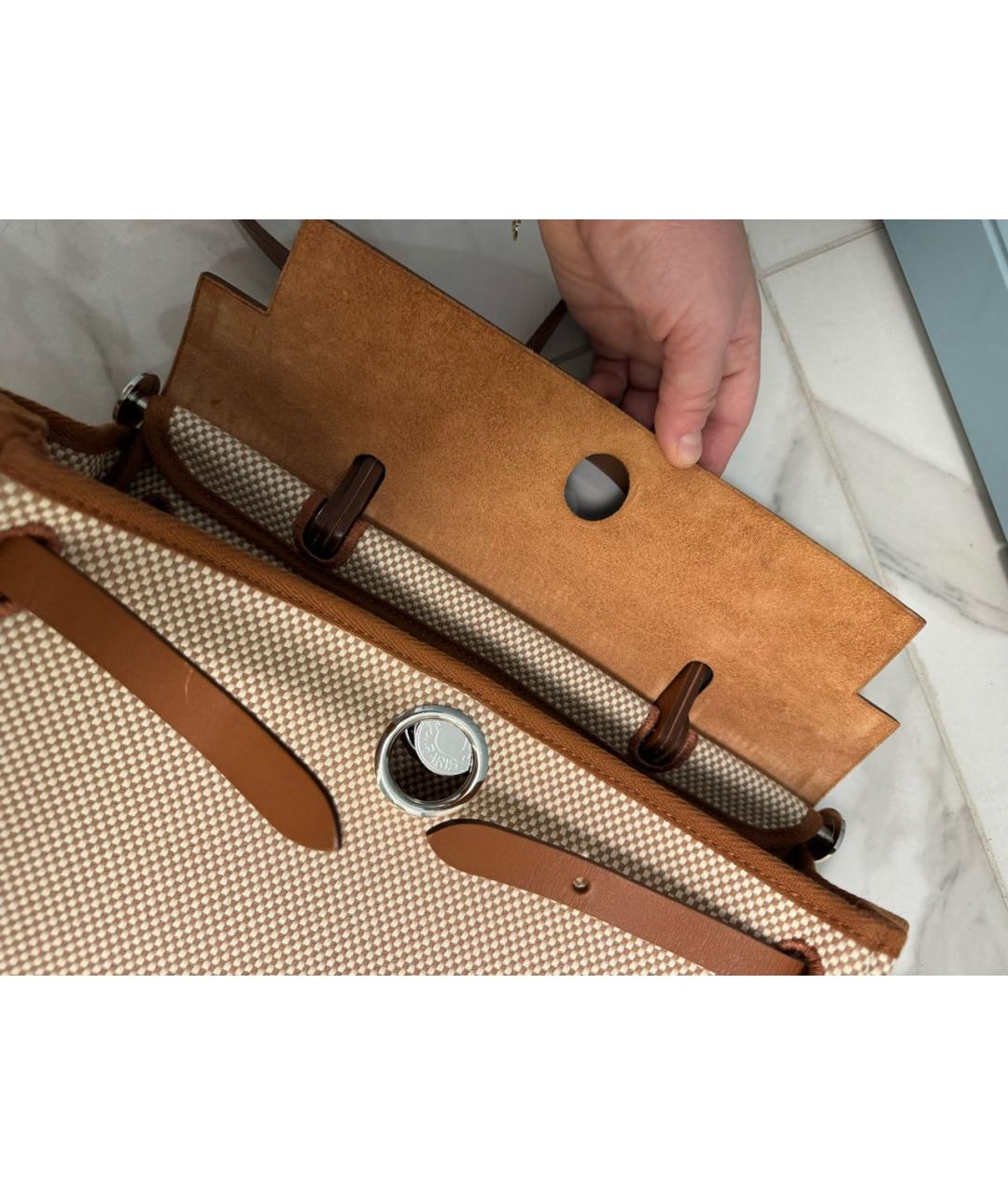 HERMES Бежевая кожаная сумка через плечо, фото 5