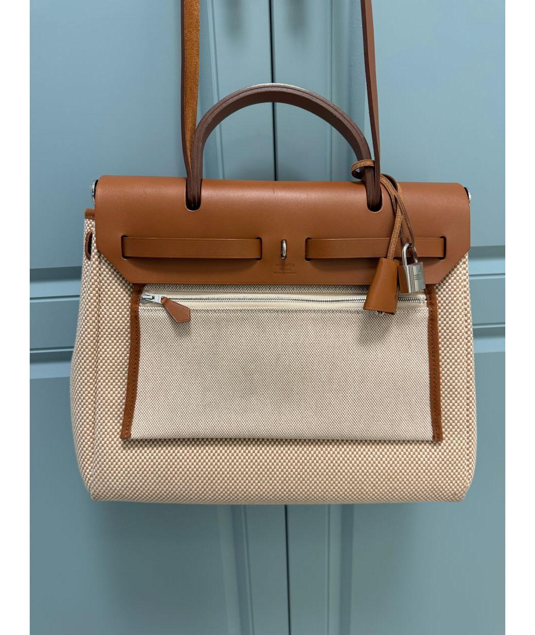 HERMES Бежевая кожаная сумка через плечо, фото 7