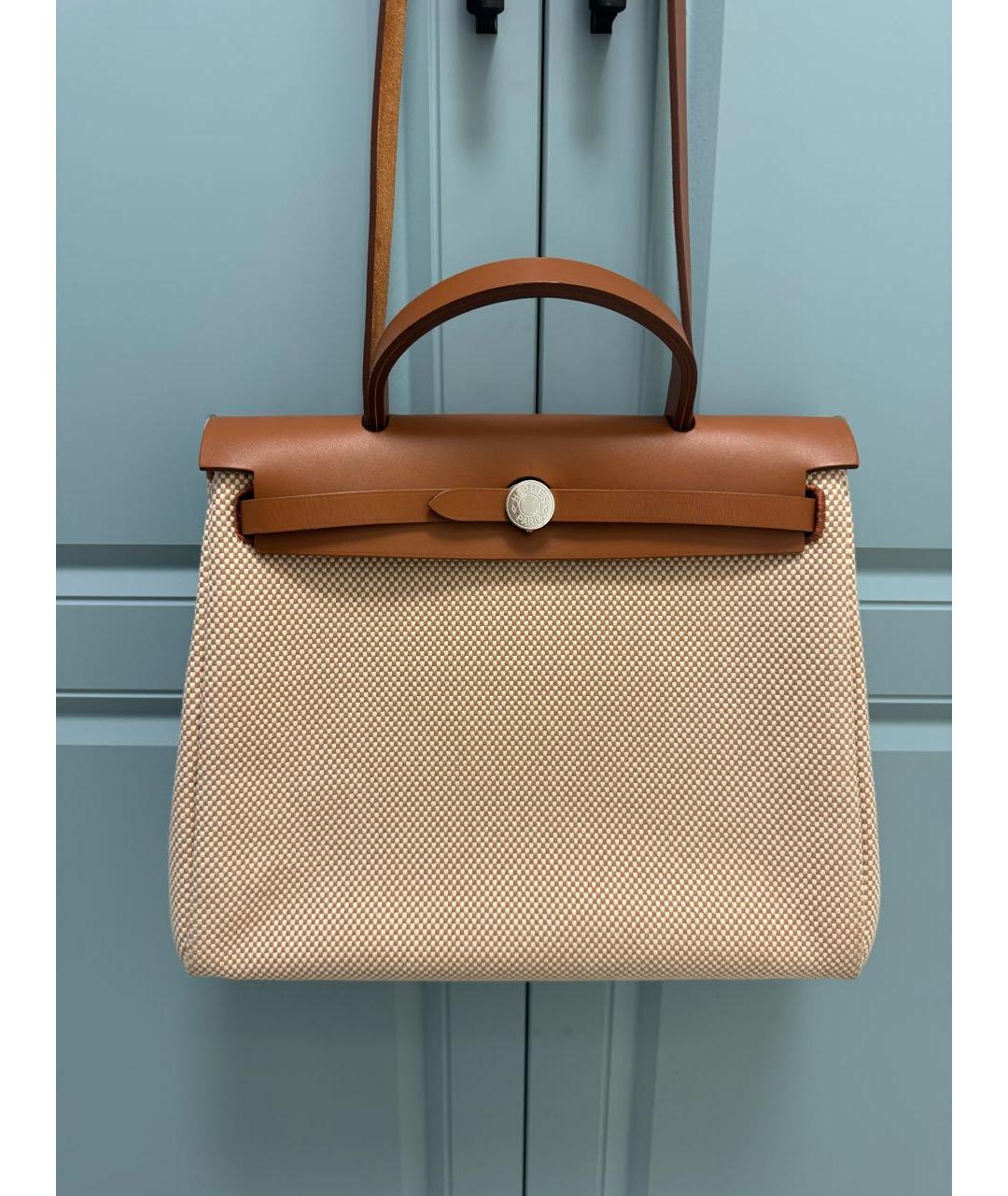 HERMES Бежевая кожаная сумка через плечо, фото 9