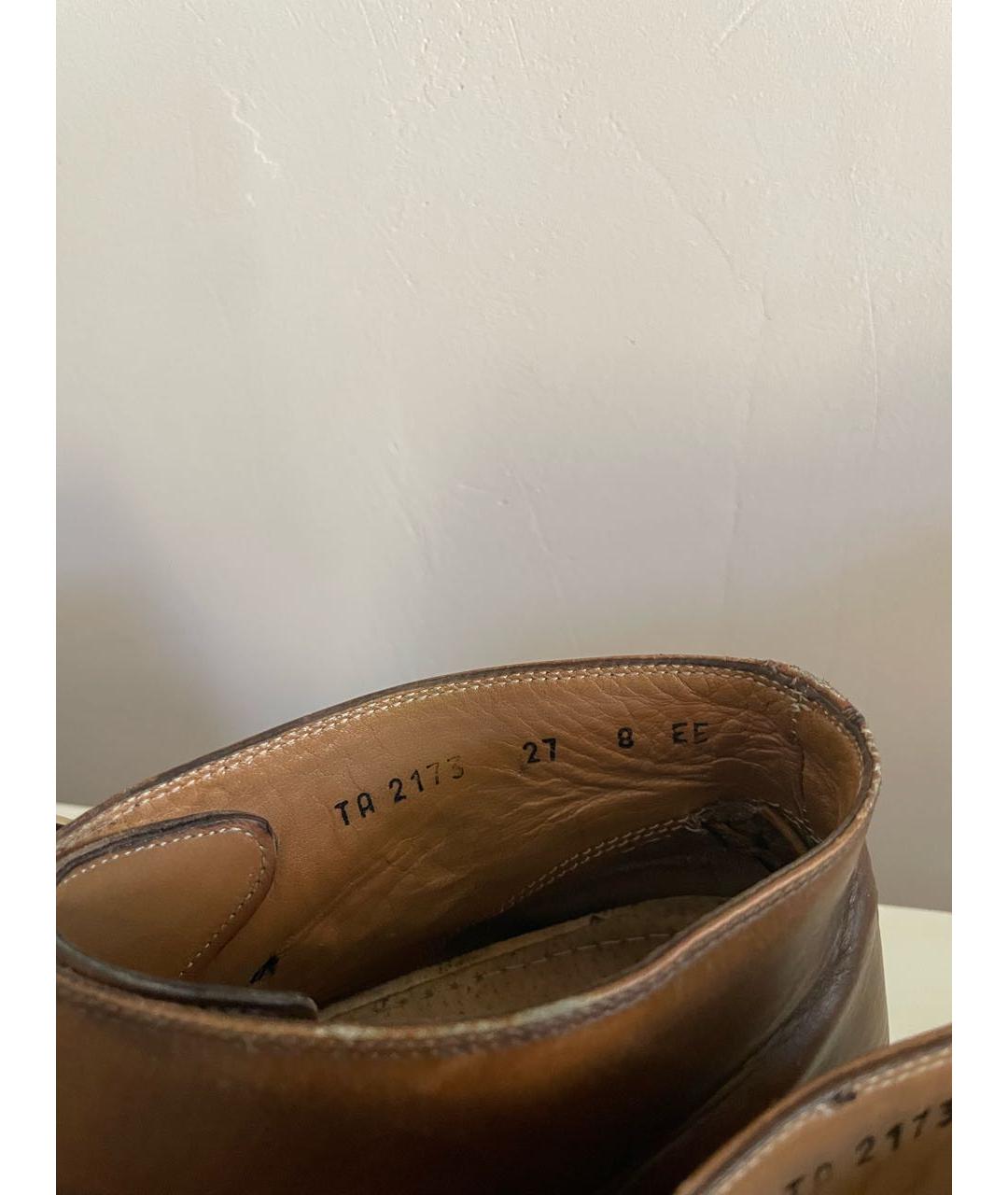 FERRAGAMO Коричневые кожаные низкие ботинки, фото 6