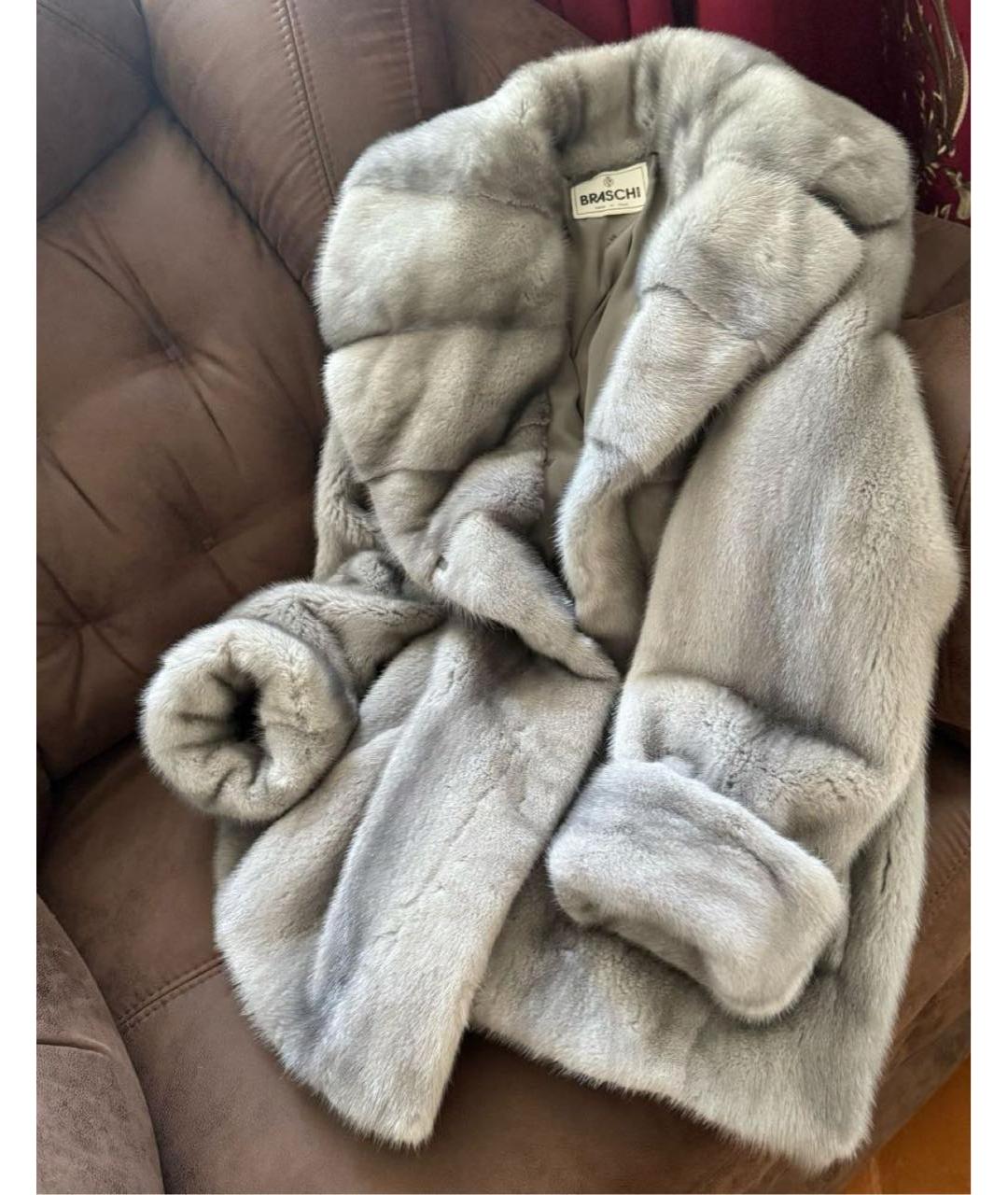 BRASCHI Серая меховая шуба, фото 6