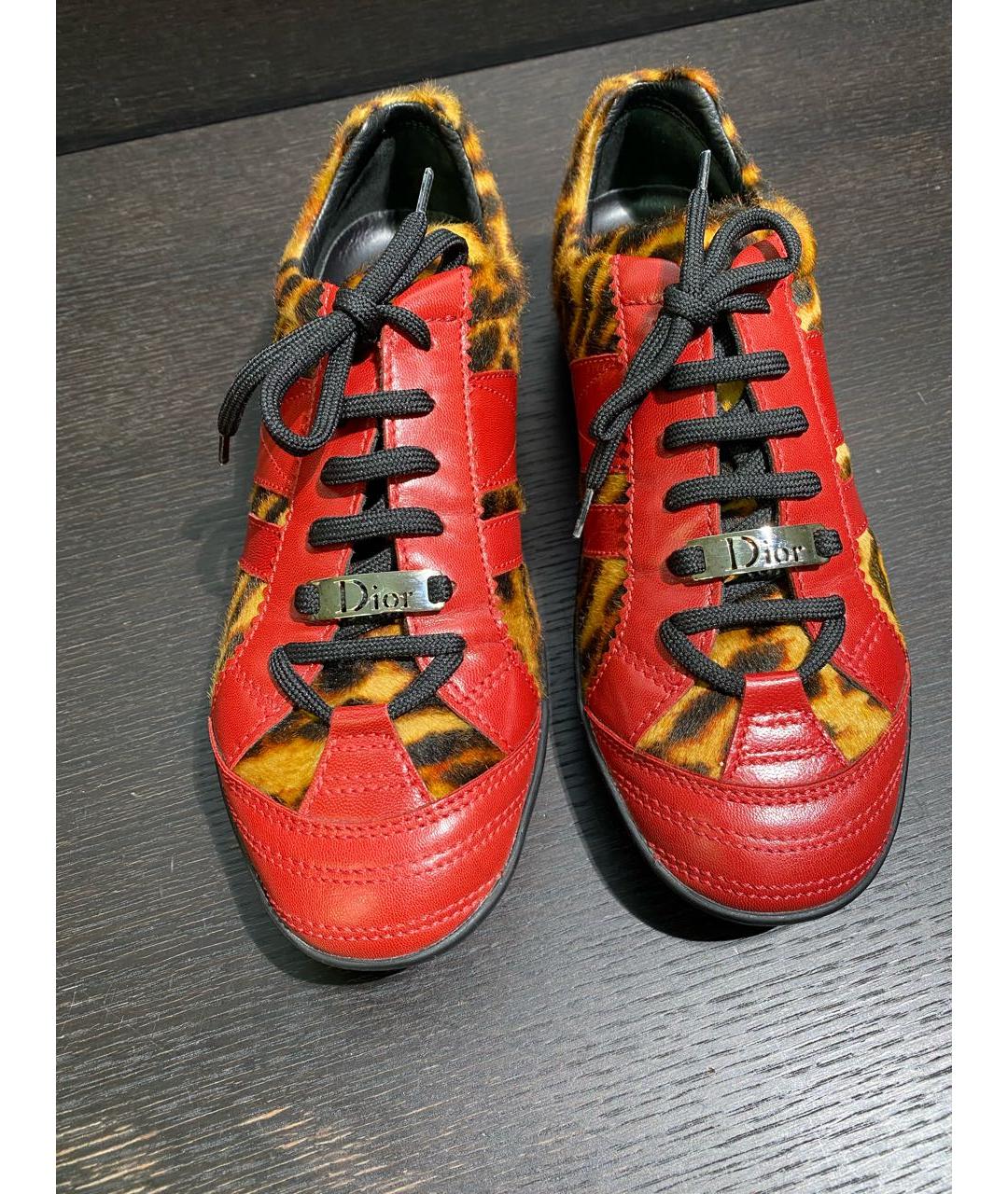 CHRISTIAN DIOR Красные кожаные кроссовки, фото 2