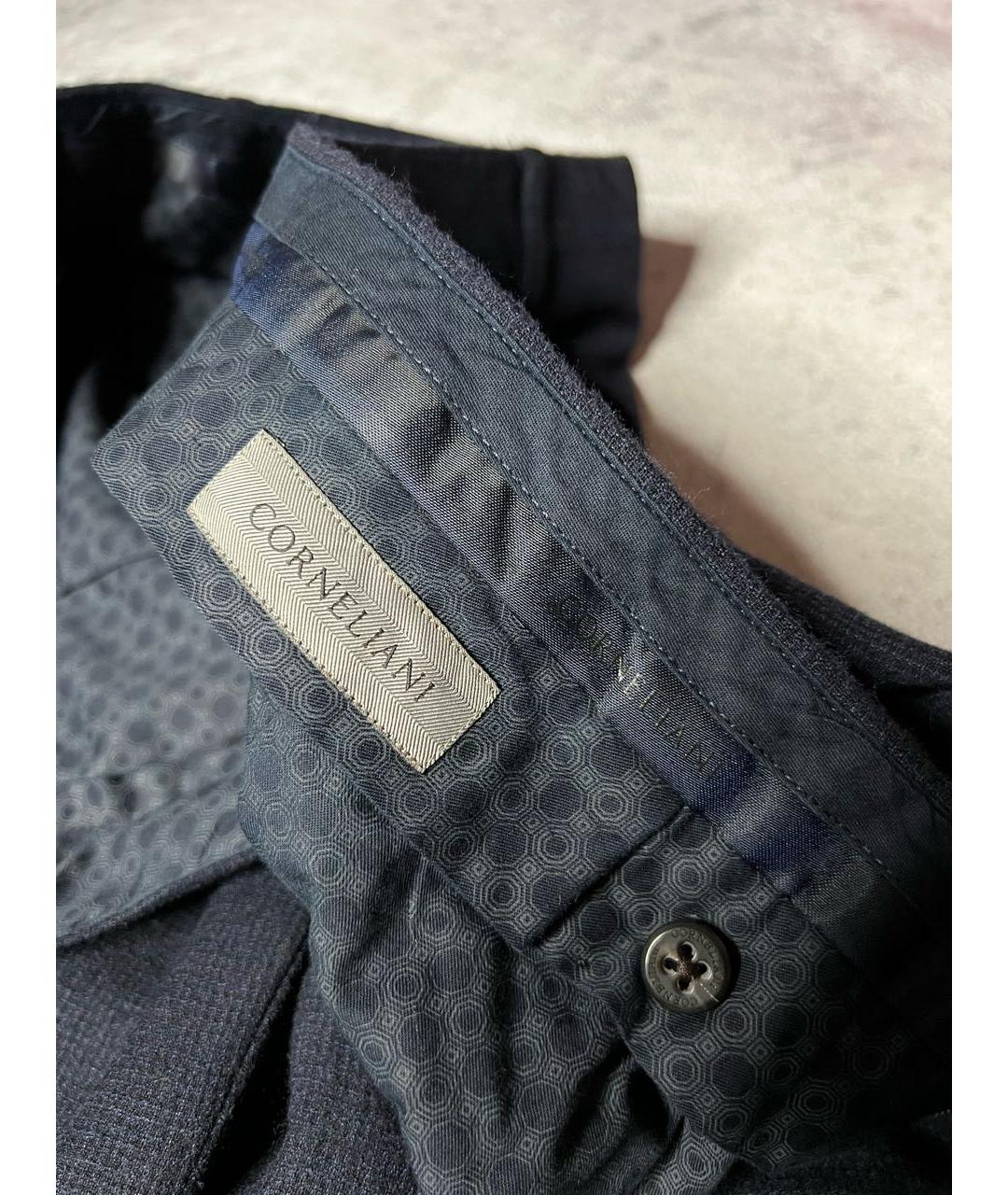 CORNELIANI Темно-синие шерстяные классические брюки, фото 6