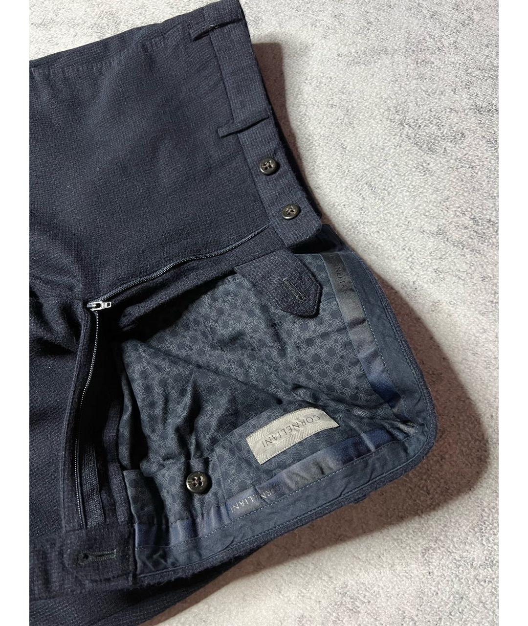 CORNELIANI Темно-синие шерстяные классические брюки, фото 5