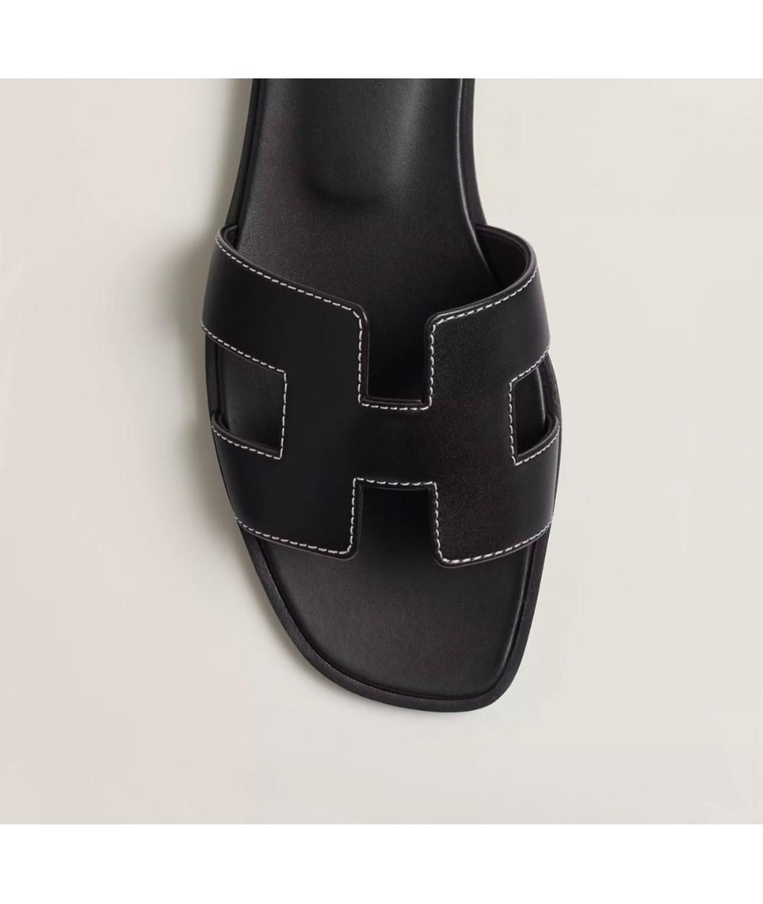 HERMES Черные кожаные босоножки, фото 8