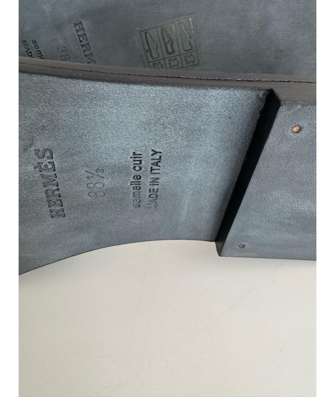 HERMES Черные кожаные босоножки, фото 4