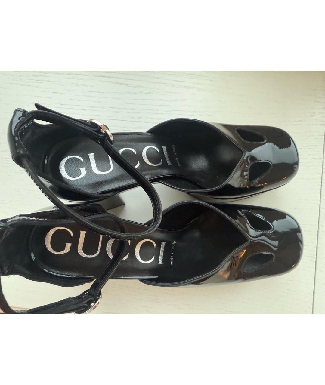 GUCCI Черные туфли из лакированной кожи, фото 2