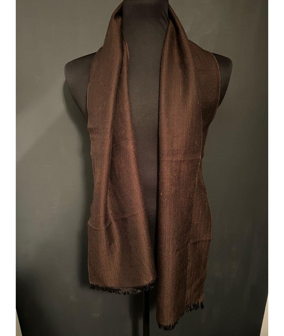 FERRAGAMO Коричневый шерстяной шарф, фото 3