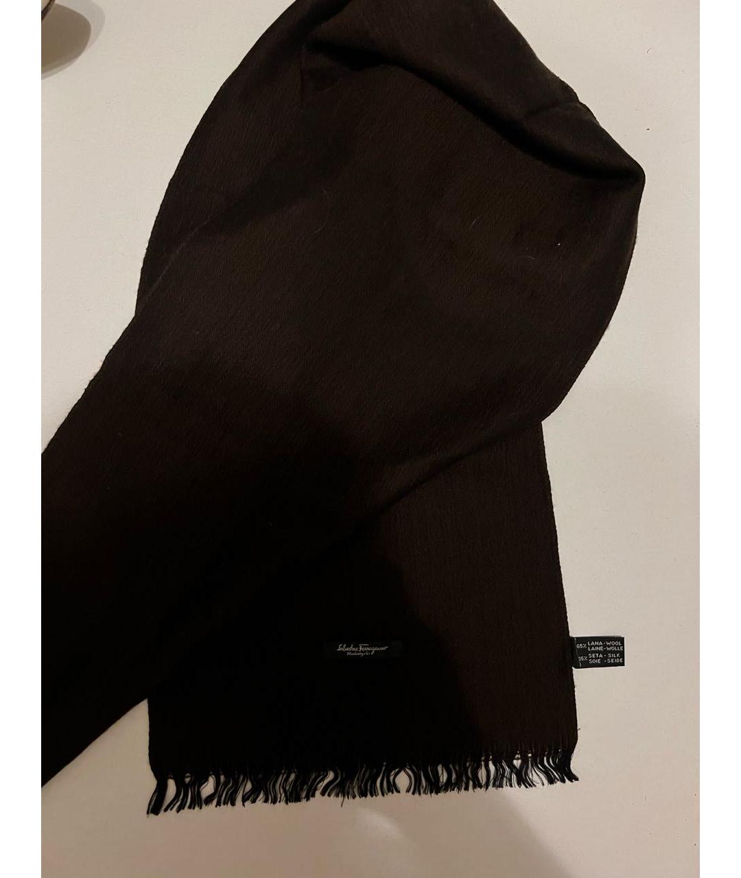 FERRAGAMO Коричневый шерстяной шарф, фото 2