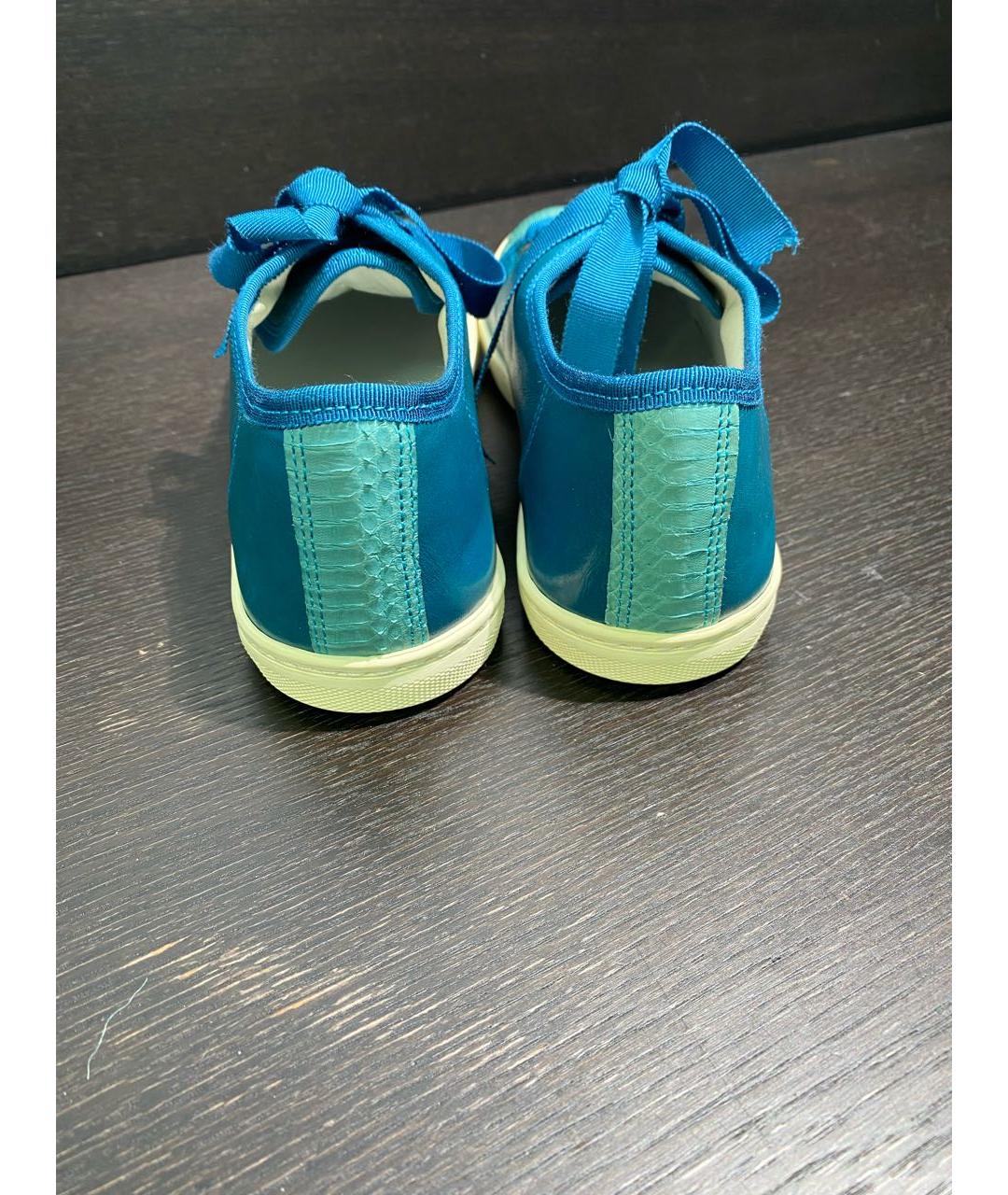 LANVIN Бирюзовые кожаные кроссовки, фото 3