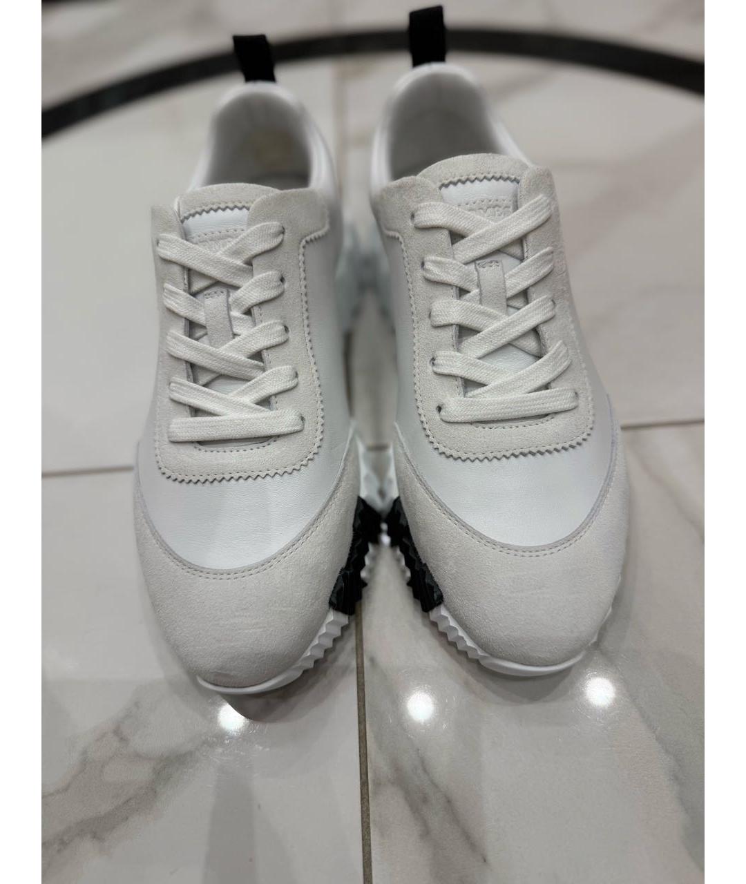 HERMES Белые кожаные кроссовки, фото 2