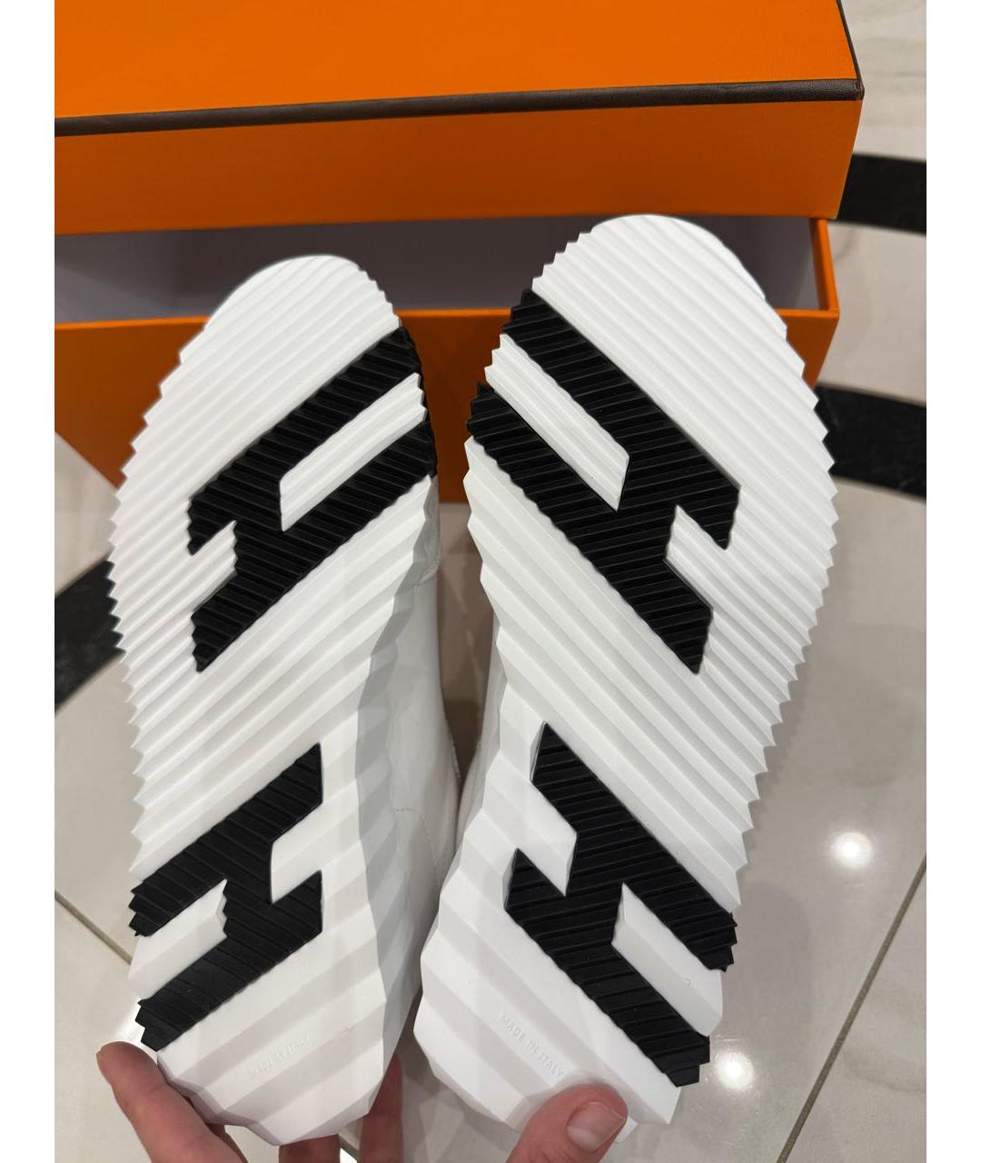 HERMES Белые кожаные кроссовки, фото 3