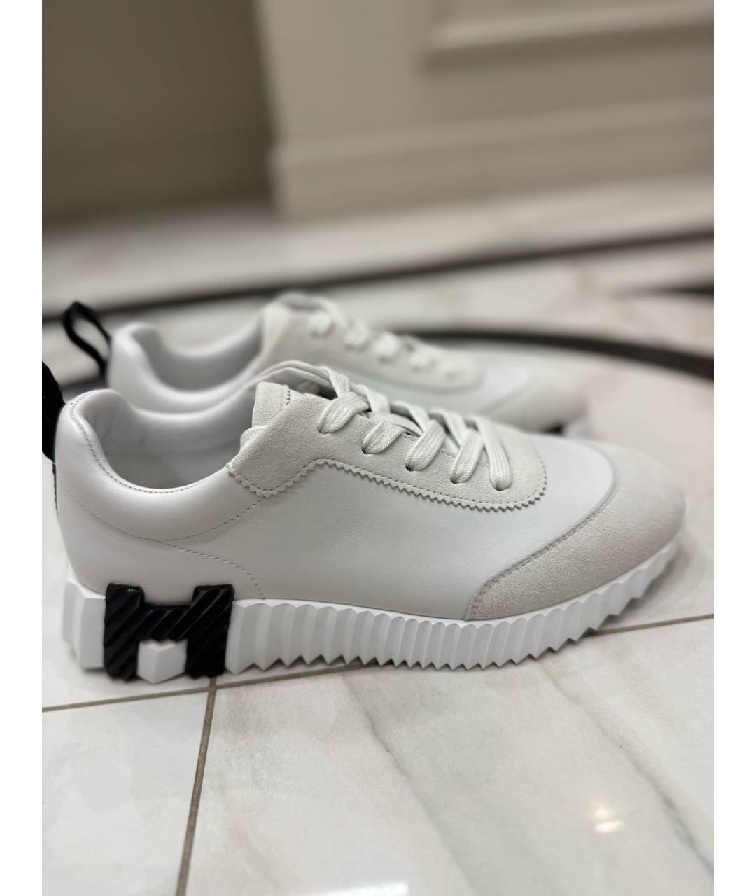 HERMES Белые кожаные кроссовки, фото 5