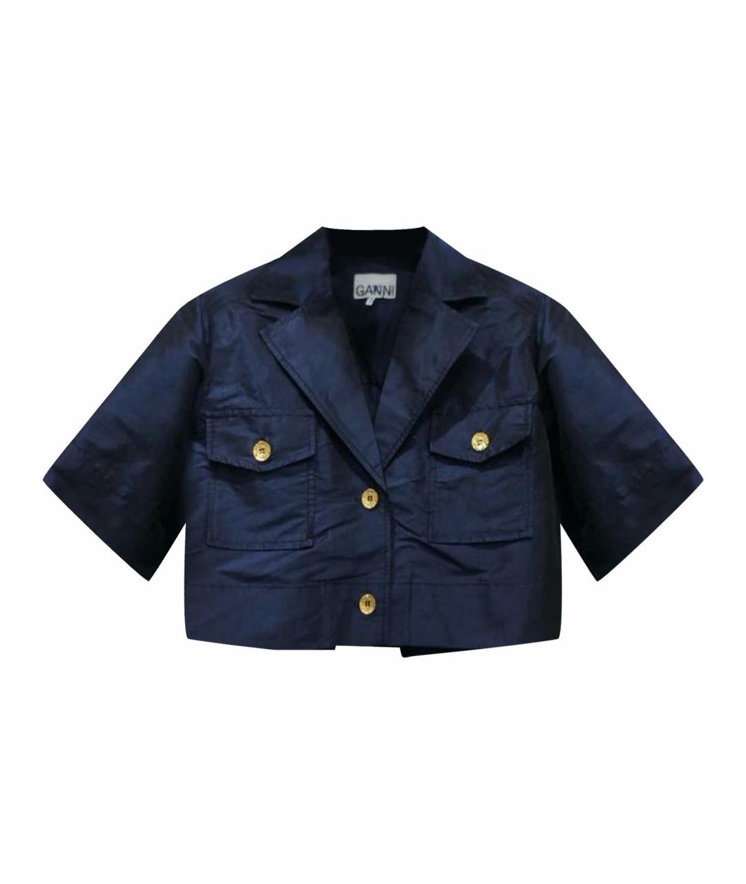 GANNI Синий полиэстеровый жакет/пиджак, фото 1