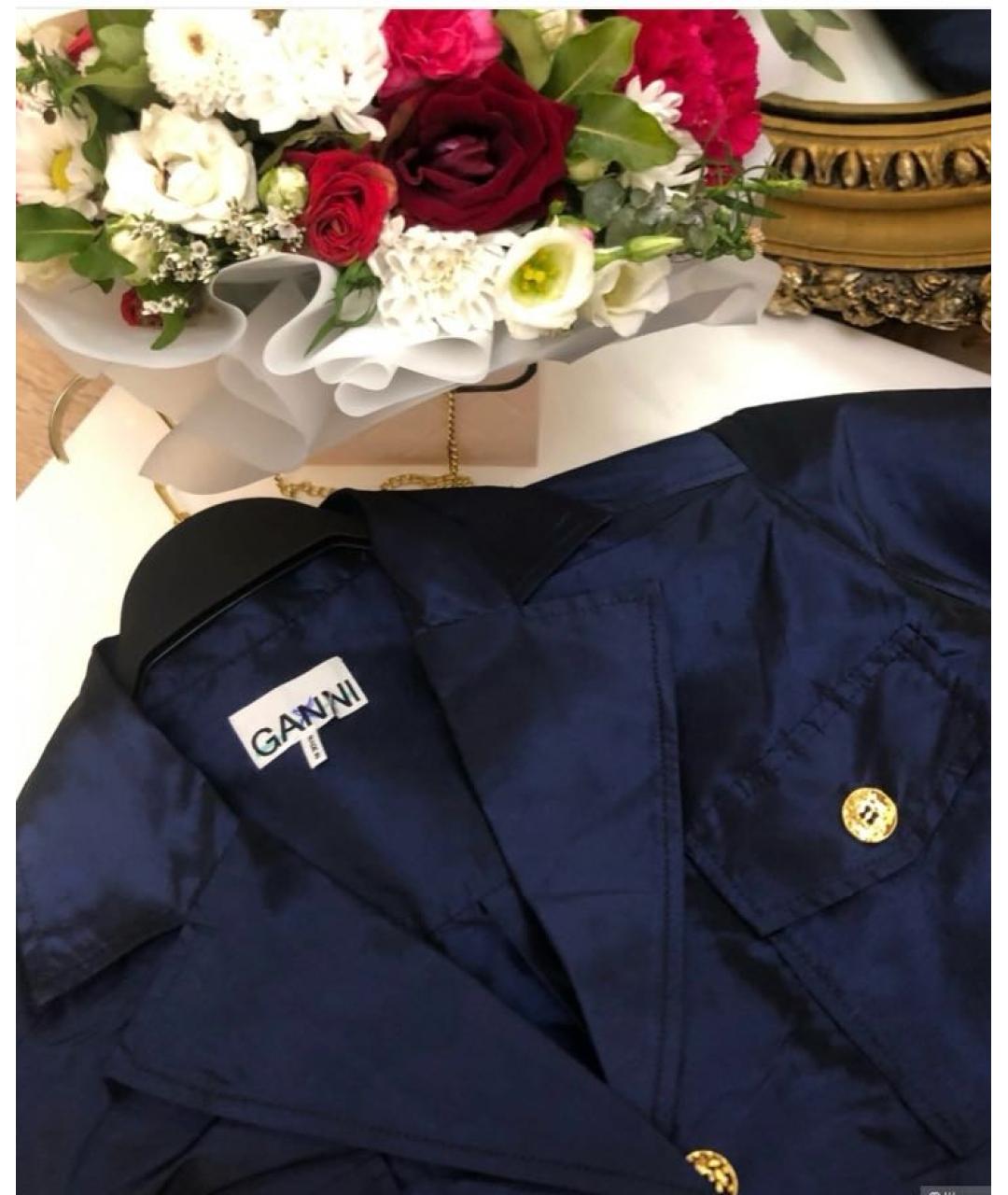 GANNI Синий полиэстеровый жакет/пиджак, фото 7