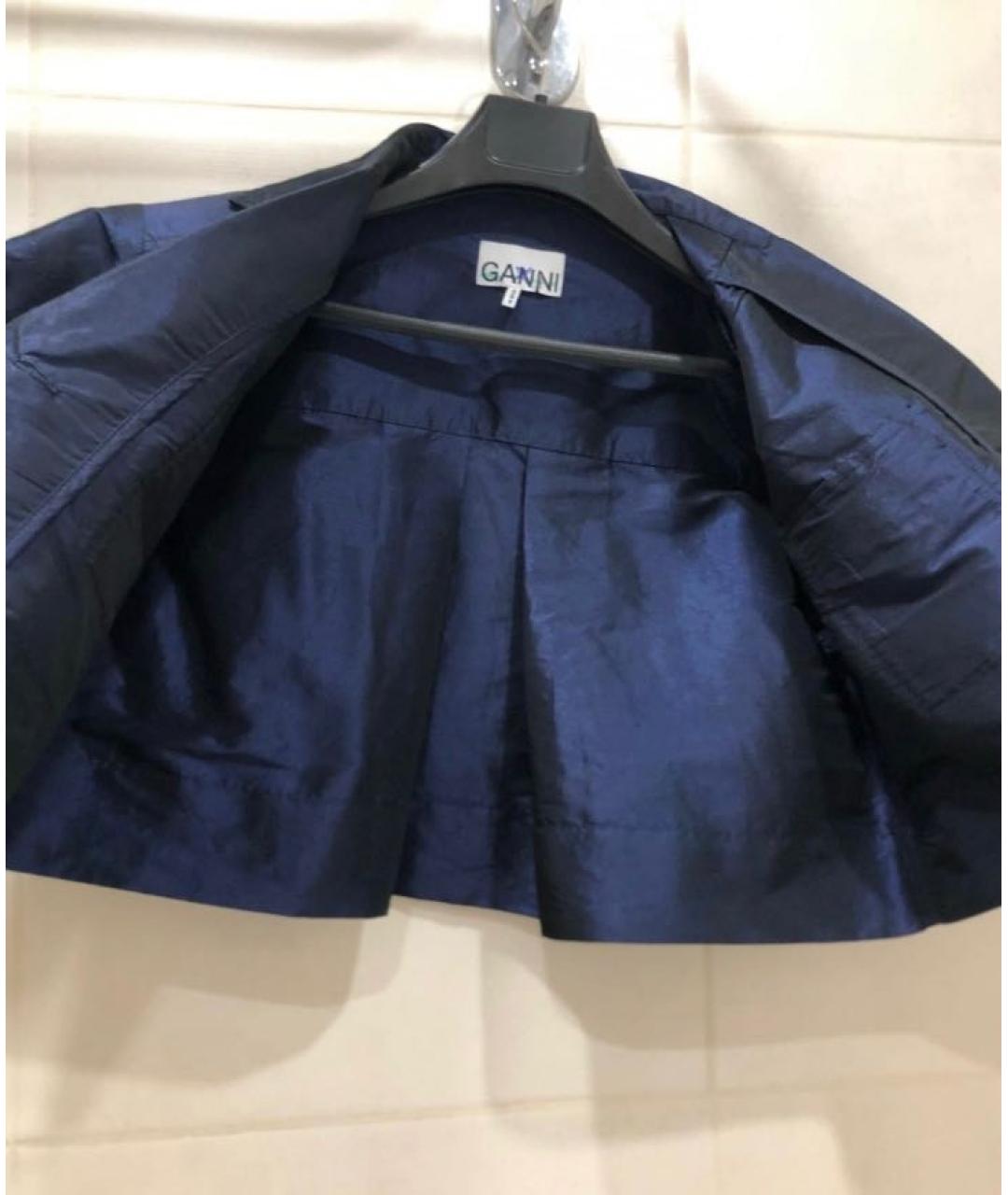 GANNI Синий полиэстеровый жакет/пиджак, фото 6