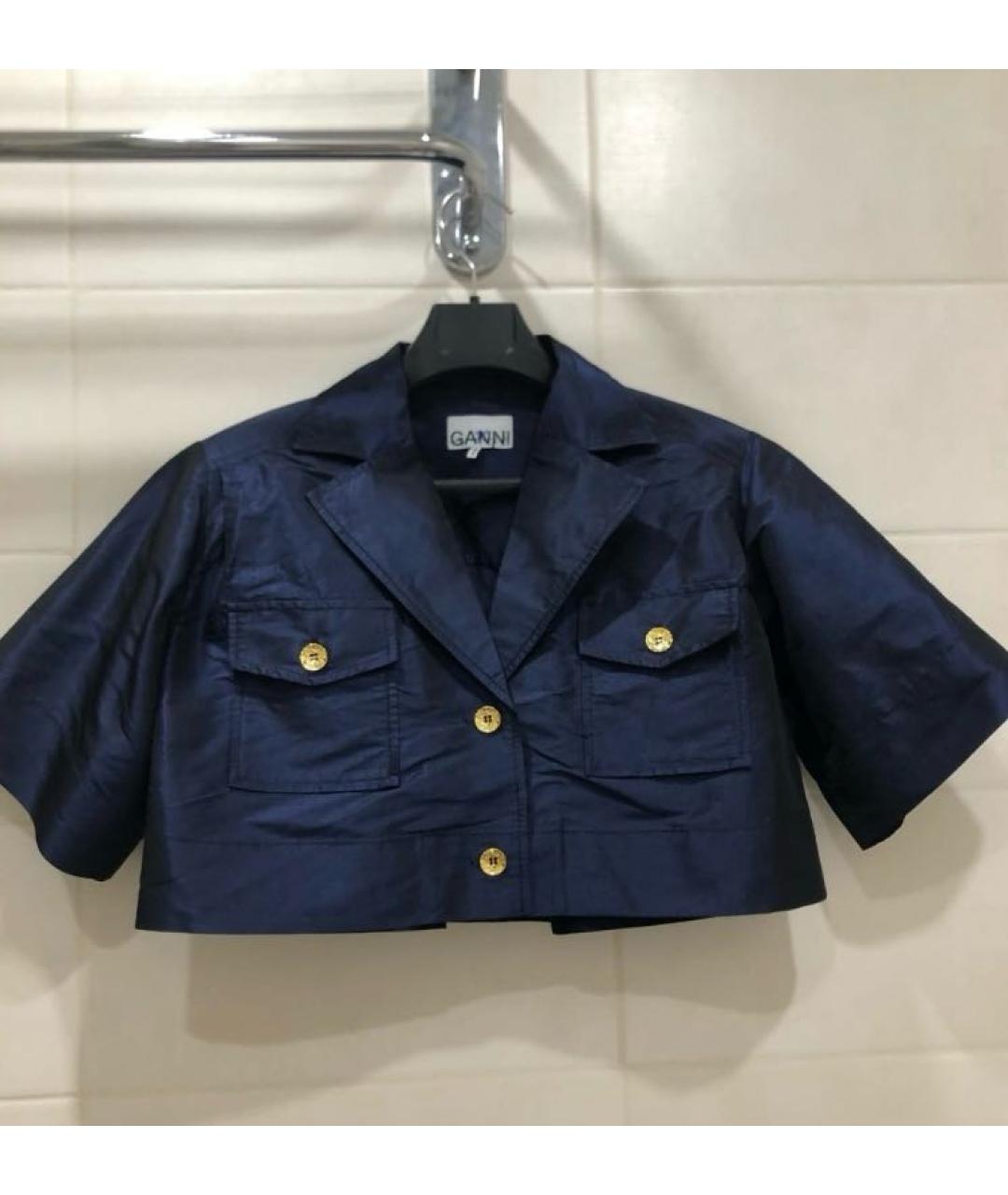 GANNI Синий полиэстеровый жакет/пиджак, фото 9