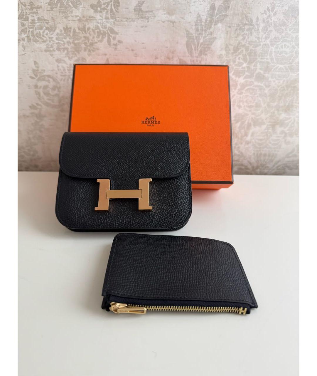 HERMES Черный кожаный кошелек, фото 8