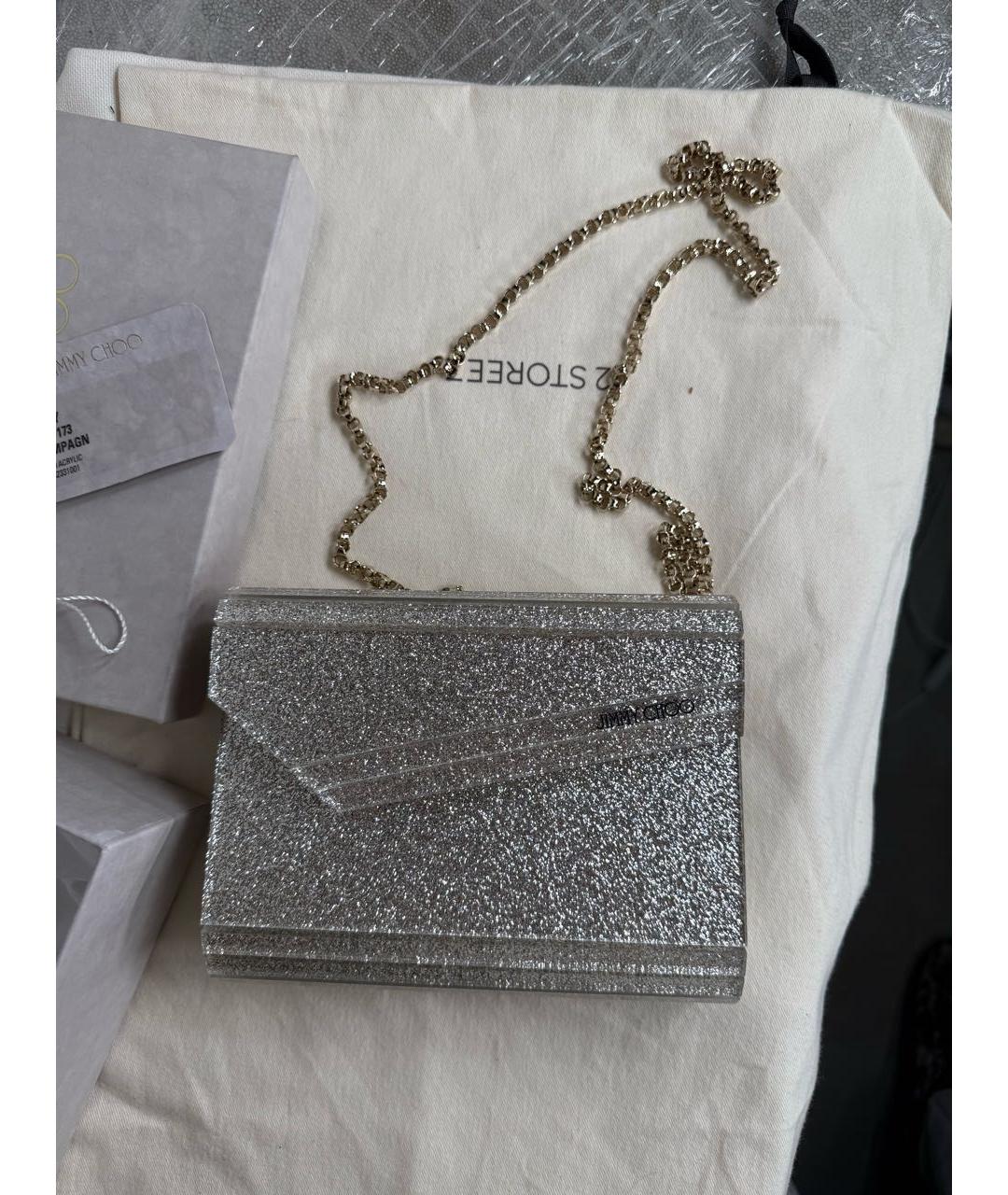 JIMMY CHOO Серебряная кожаная сумка через плечо, фото 5