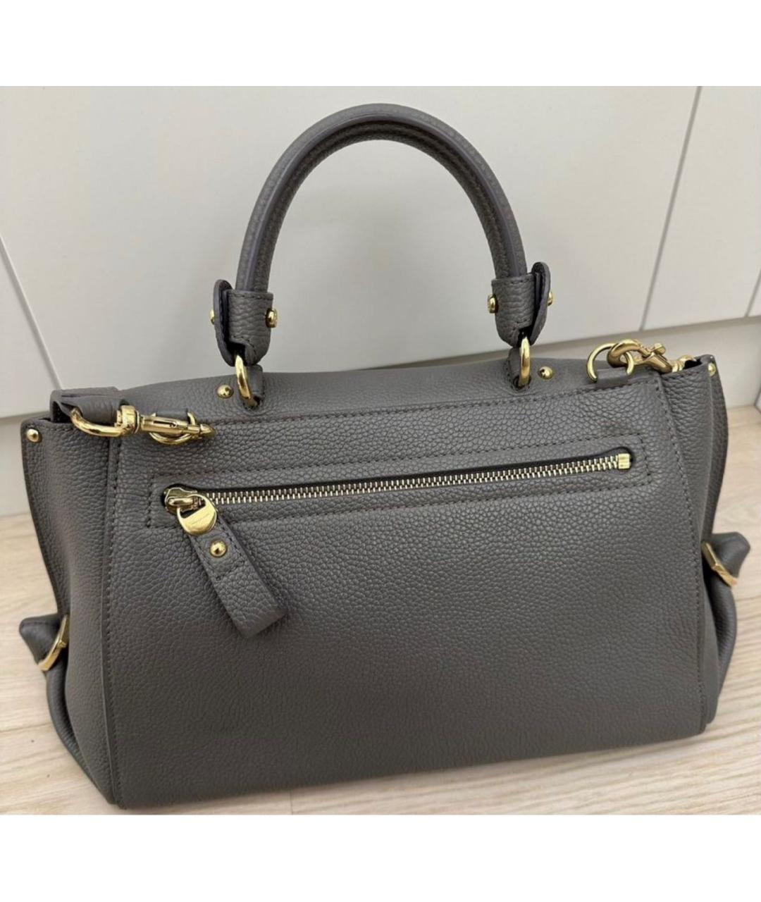 FERRAGAMO Серая кожаная сумка с короткими ручками, фото 2