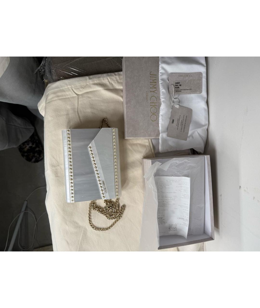 JIMMY CHOO Серебряная кожаная сумка через плечо, фото 3