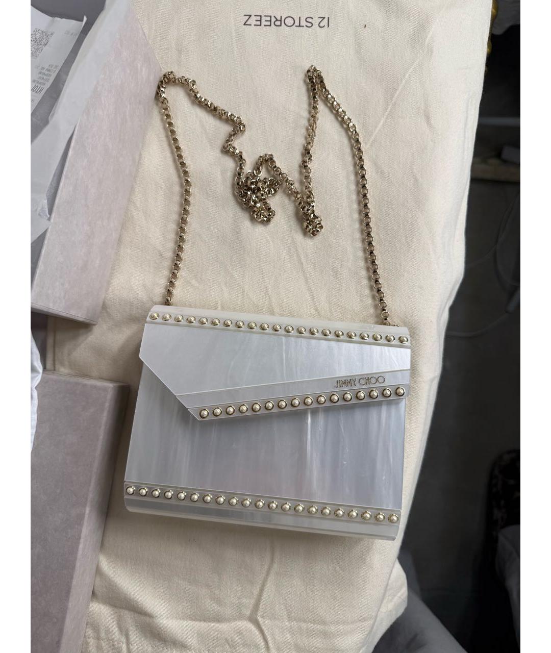 JIMMY CHOO Серебряная кожаная сумка через плечо, фото 5
