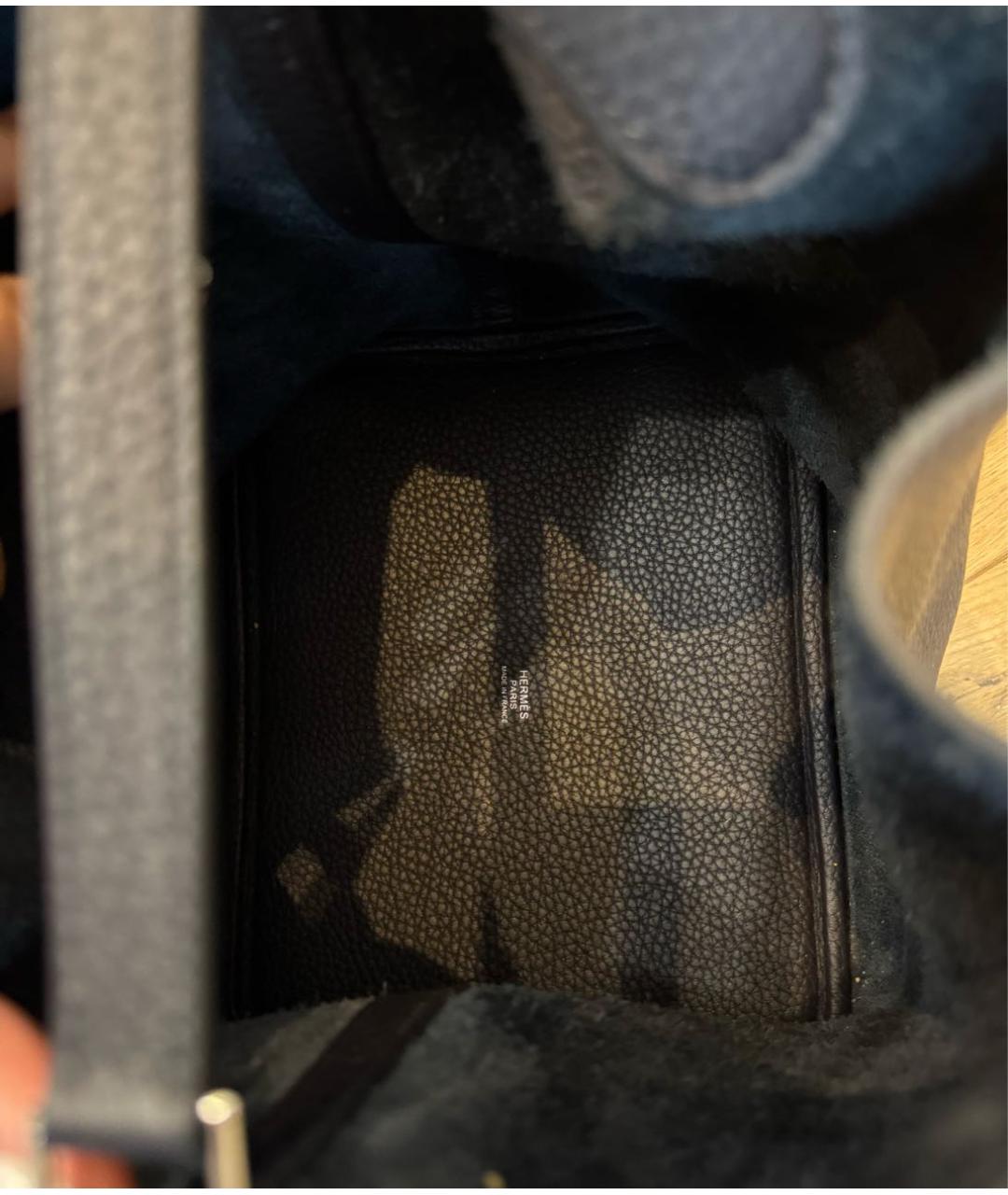 HERMES Черная кожаная сумка с короткими ручками, фото 6