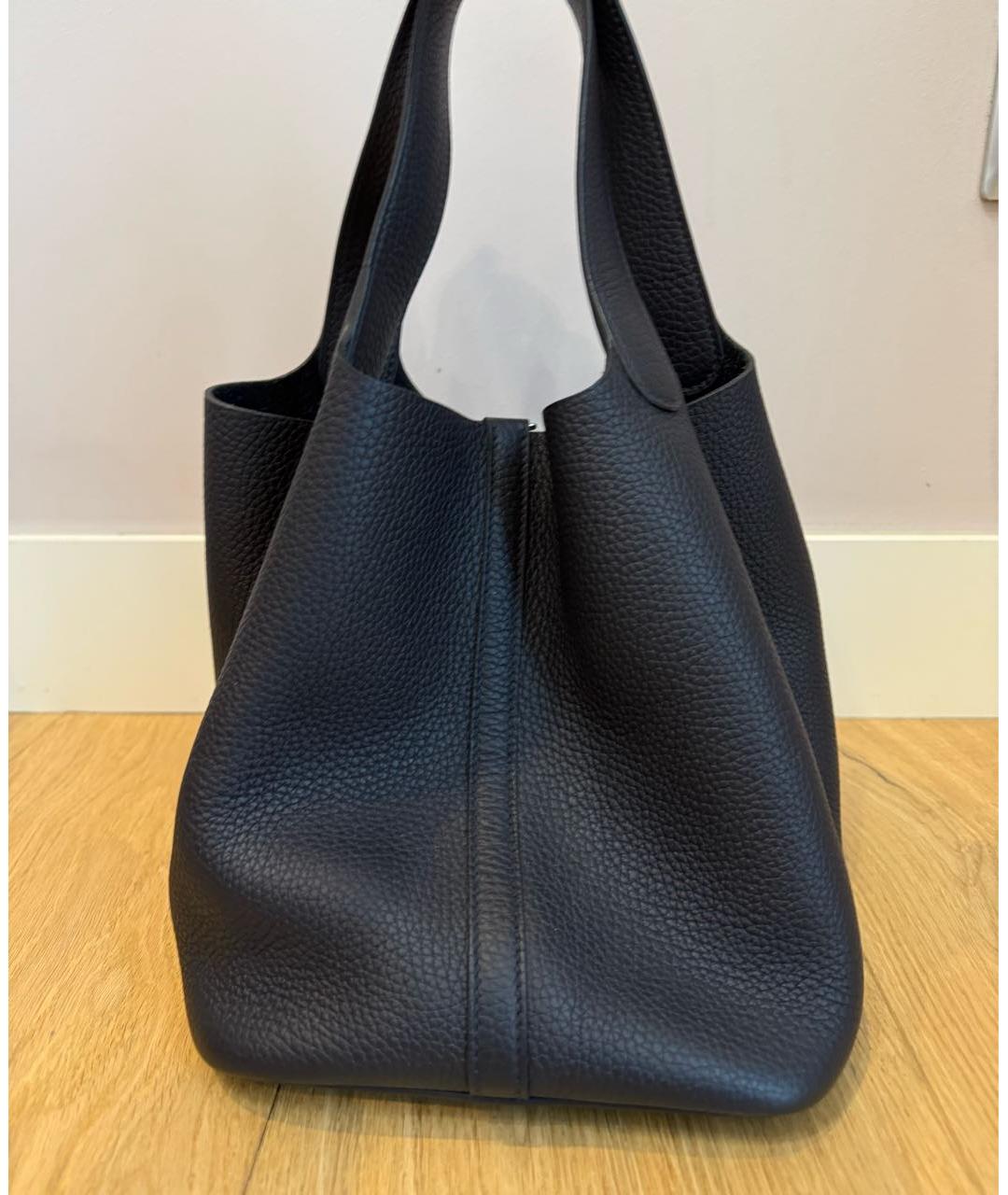 HERMES Черная кожаная сумка с короткими ручками, фото 3