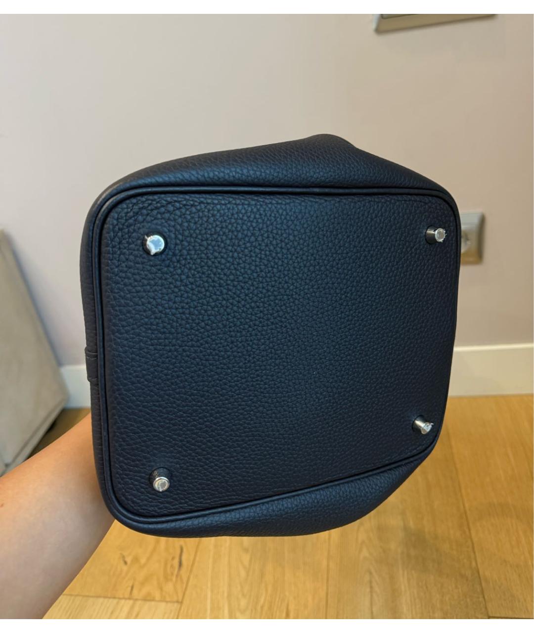 HERMES Черная кожаная сумка с короткими ручками, фото 4