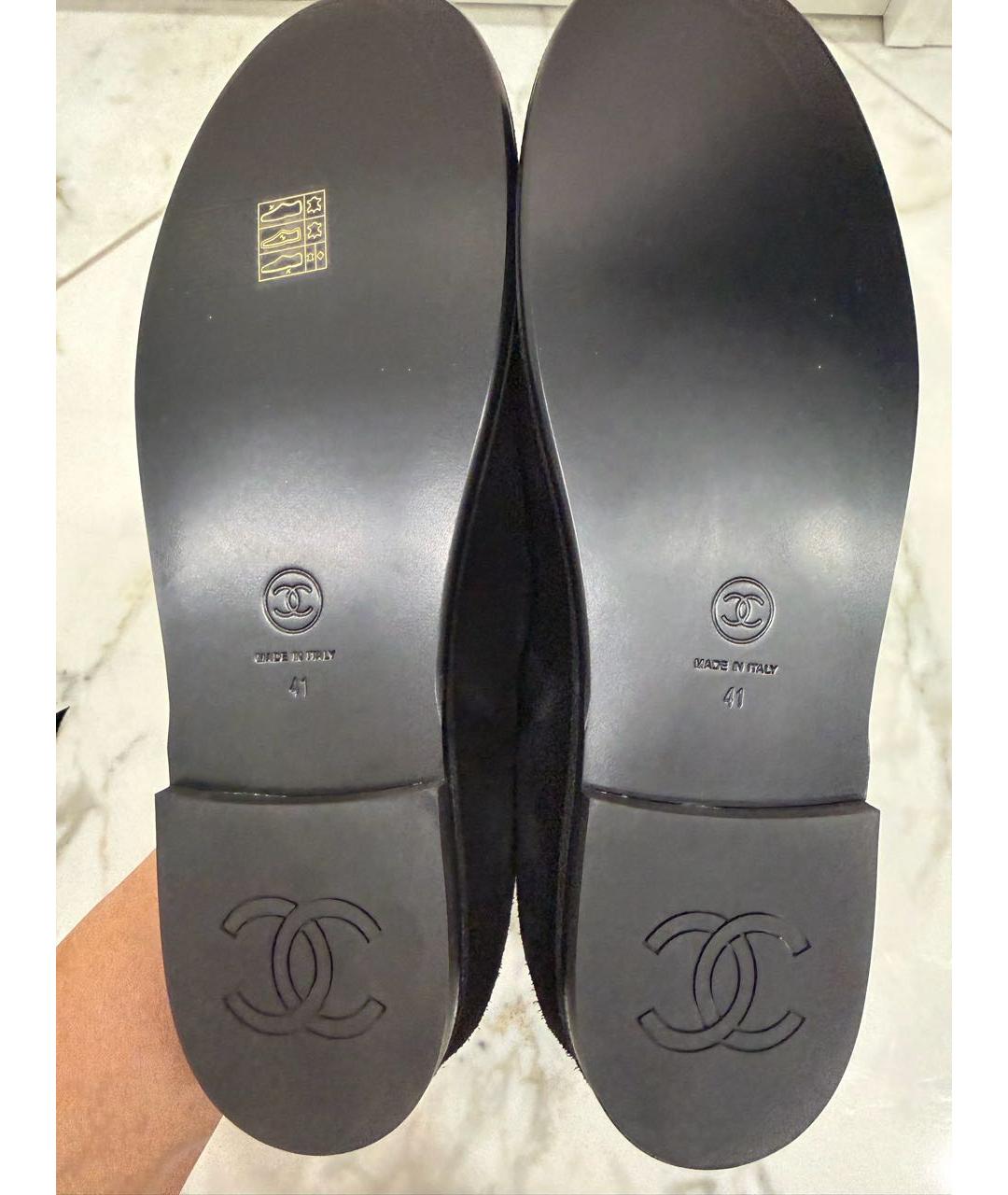 CHANEL Черные замшевые лоферы, фото 3