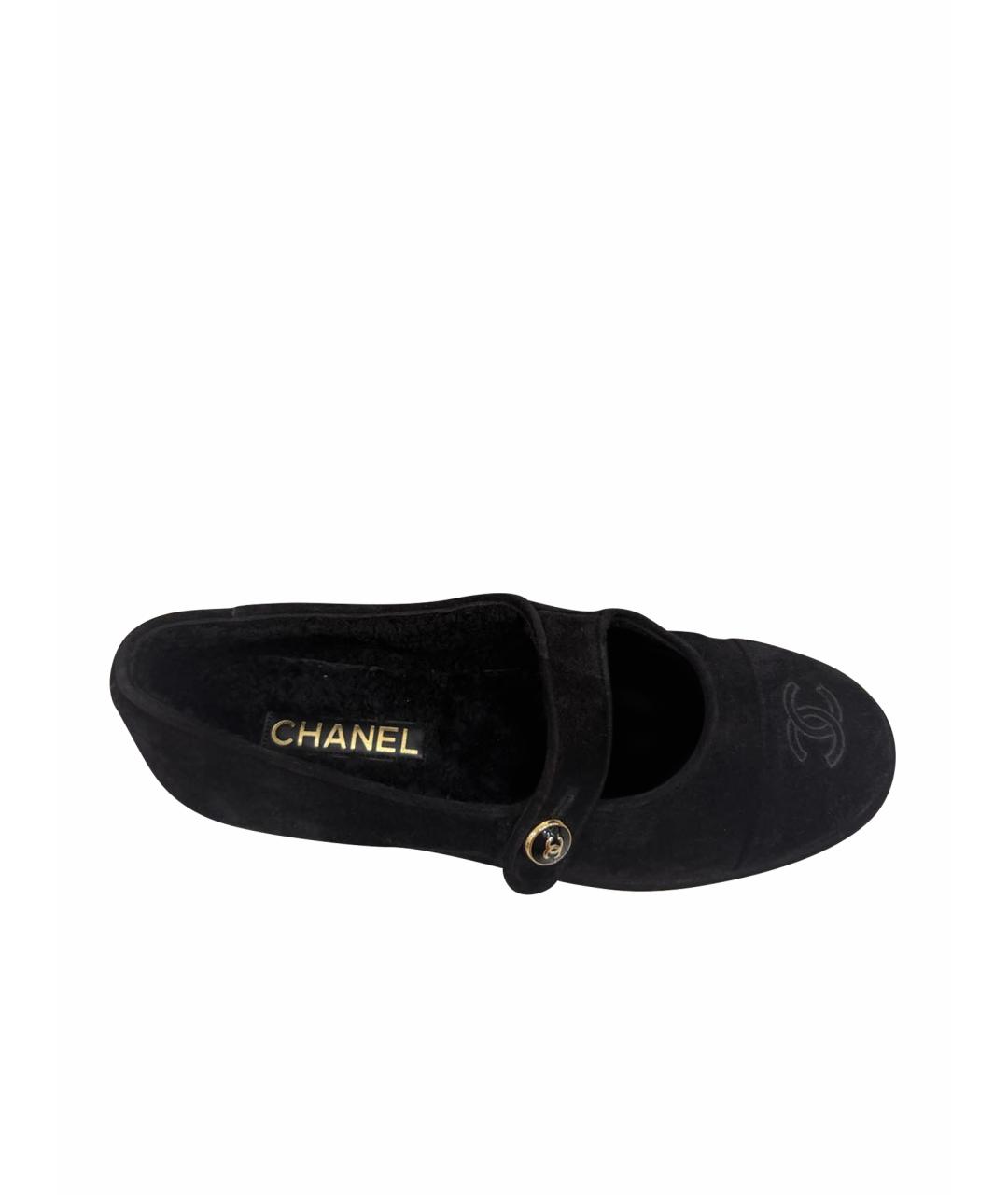 CHANEL Черные замшевые лоферы, фото 1