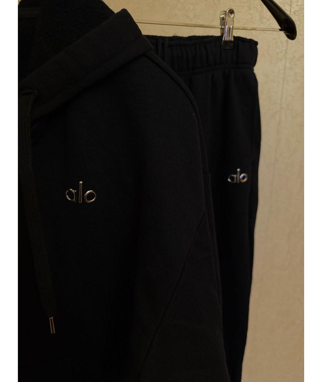 ALO YOGA Черный хлопковый костюм с брюками, фото 4