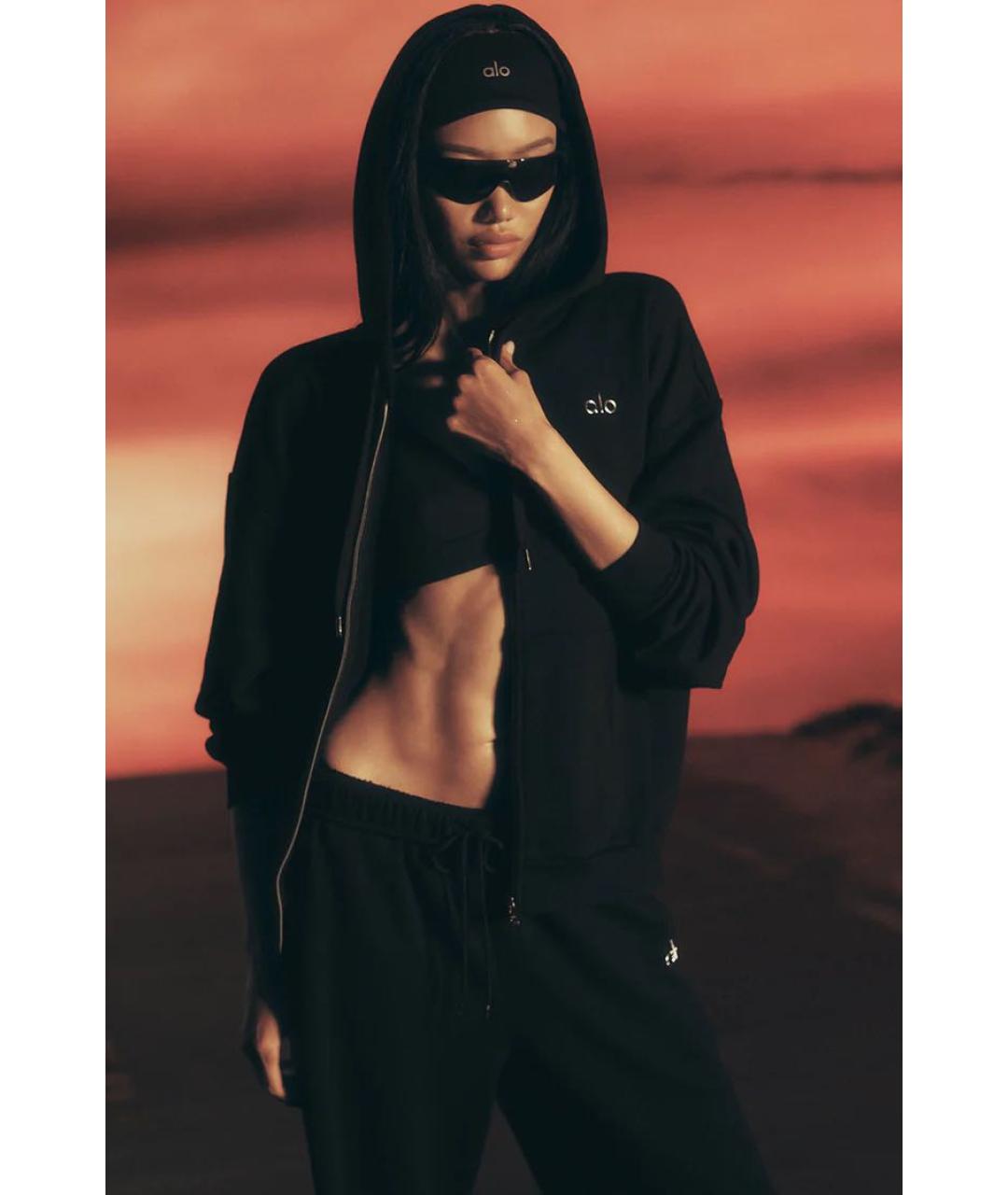 ALO YOGA Черный хлопковый костюм с брюками, фото 3