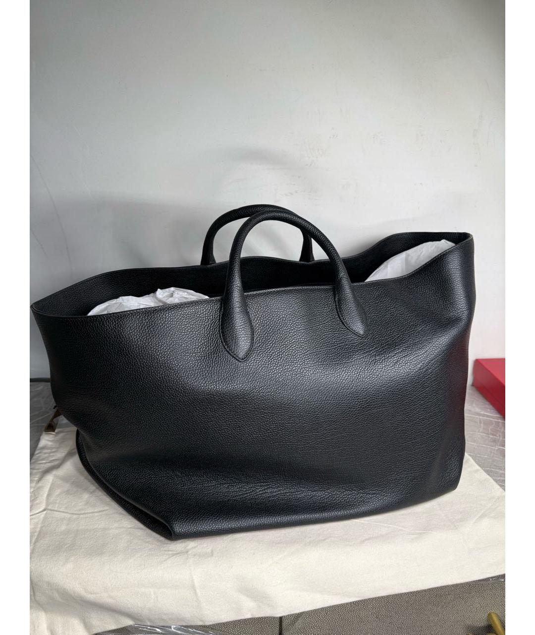 KHAITE Черная кожаная сумка тоут, фото 3