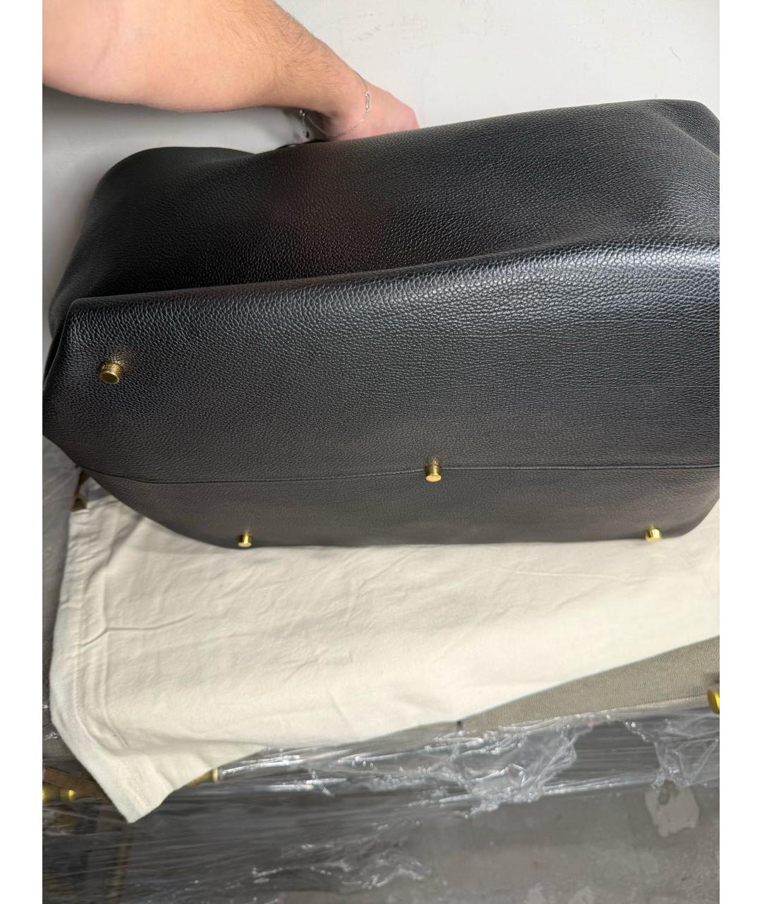 KHAITE Черная кожаная сумка тоут, фото 4
