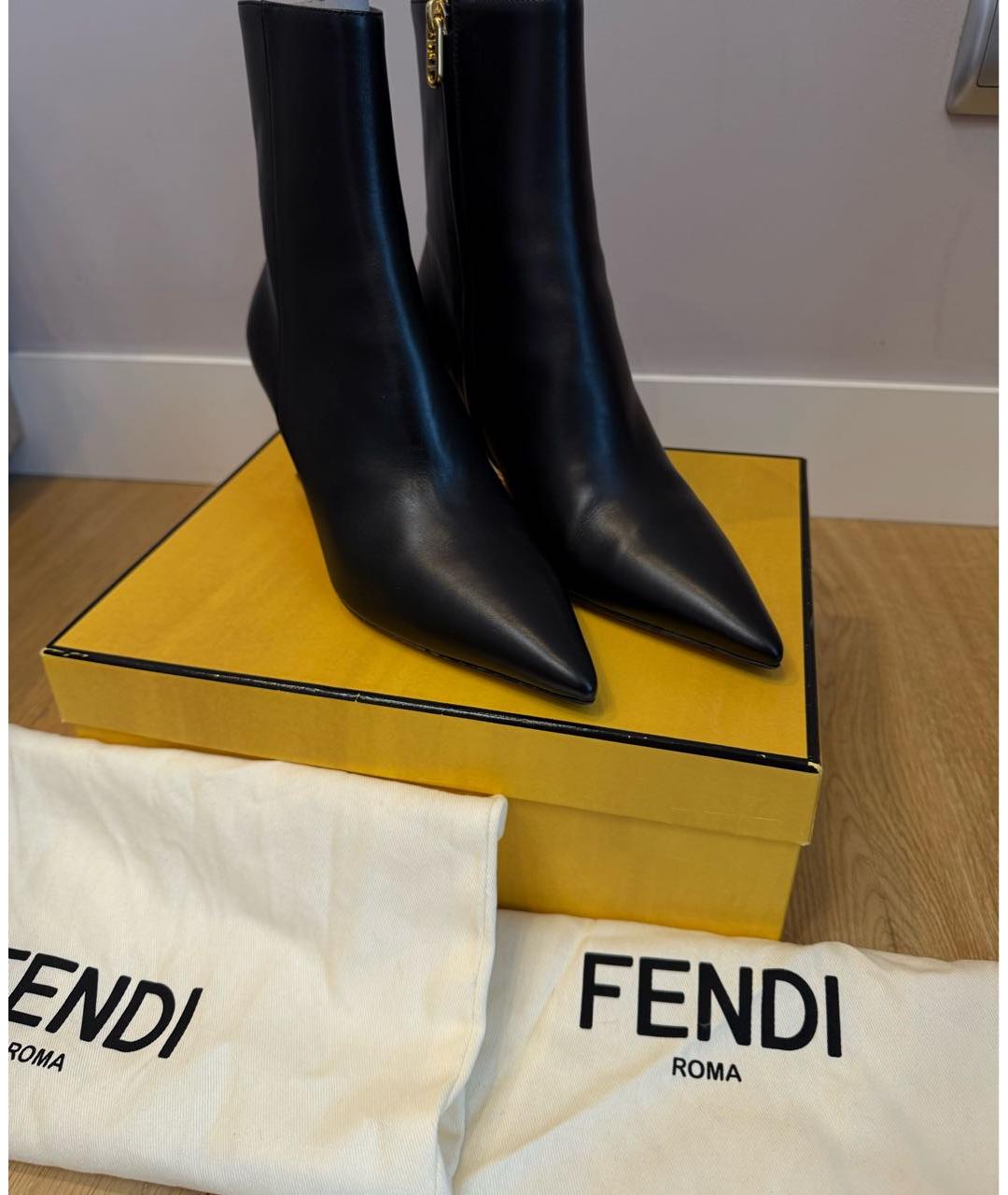 FENDI Черные кожаные ботильоны, фото 7