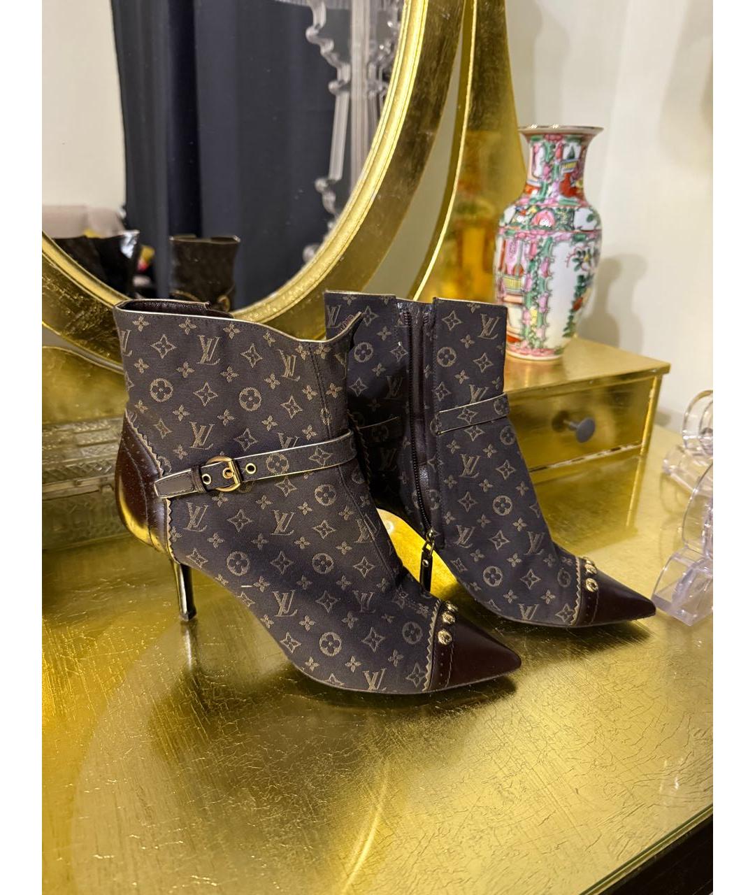 LOUIS VUITTON Коричневые кожаные ботильоны, фото 5