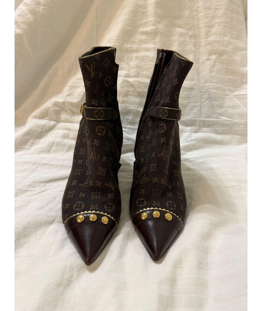 LOUIS VUITTON Коричневые кожаные ботильоны, фото 2
