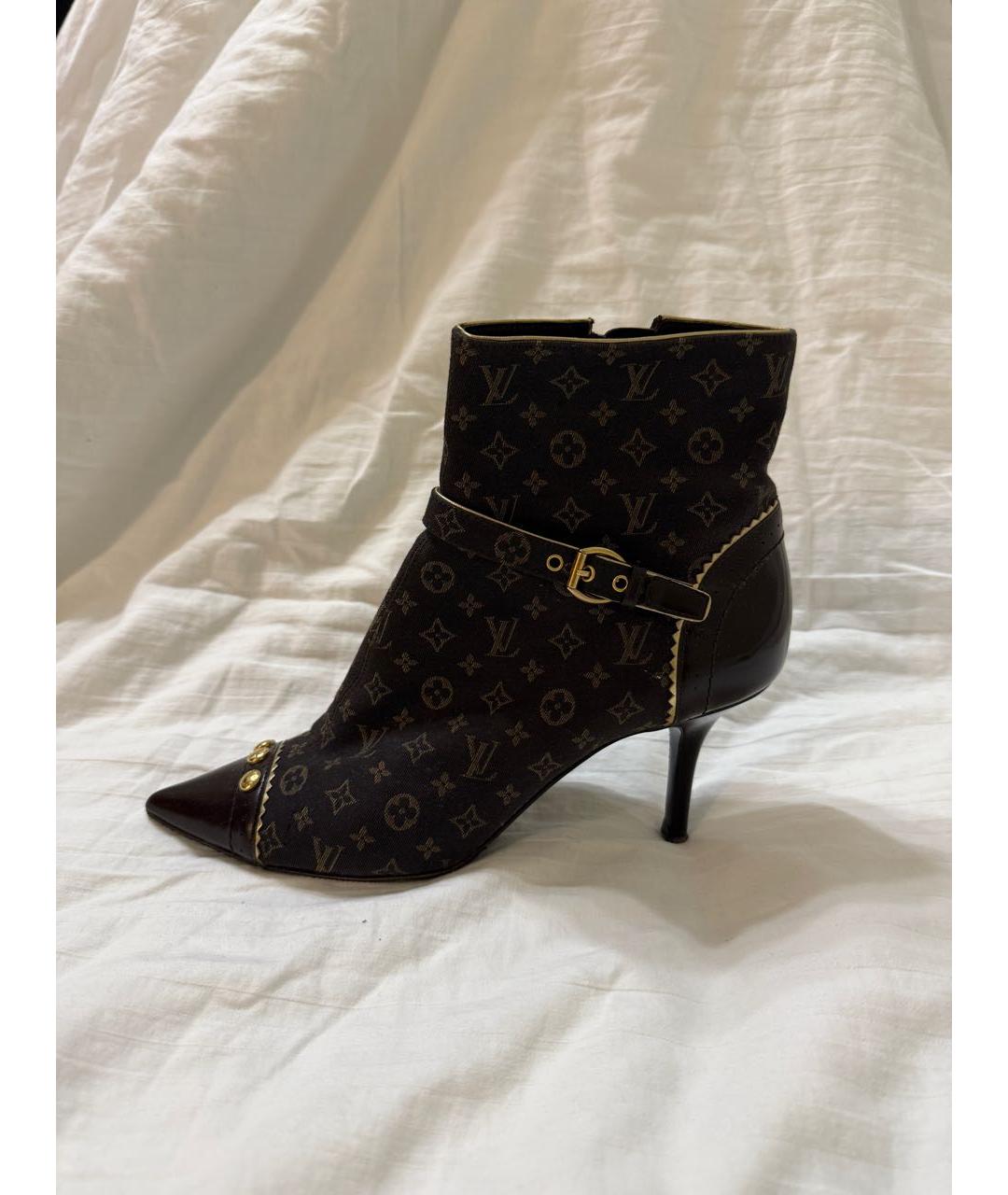 LOUIS VUITTON Коричневые кожаные ботильоны, фото 9