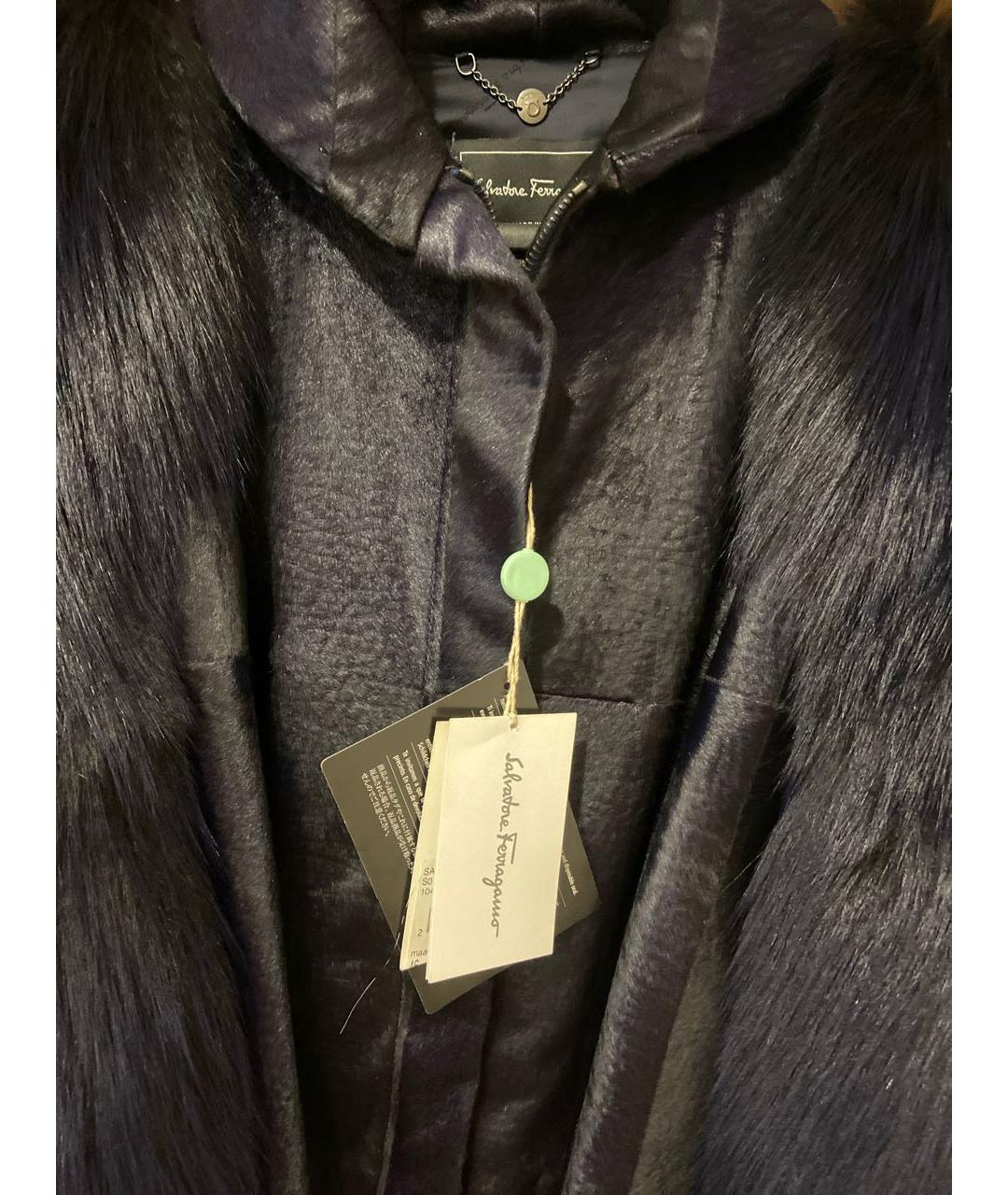 FERRAGAMO Темно-синяя меховая шуба, фото 3