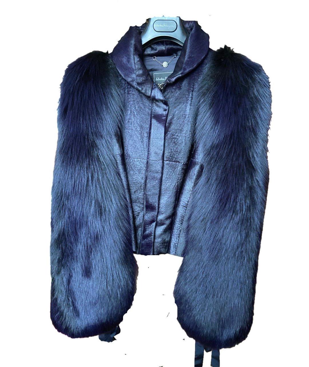 FERRAGAMO Темно-синяя меховая шуба, фото 8